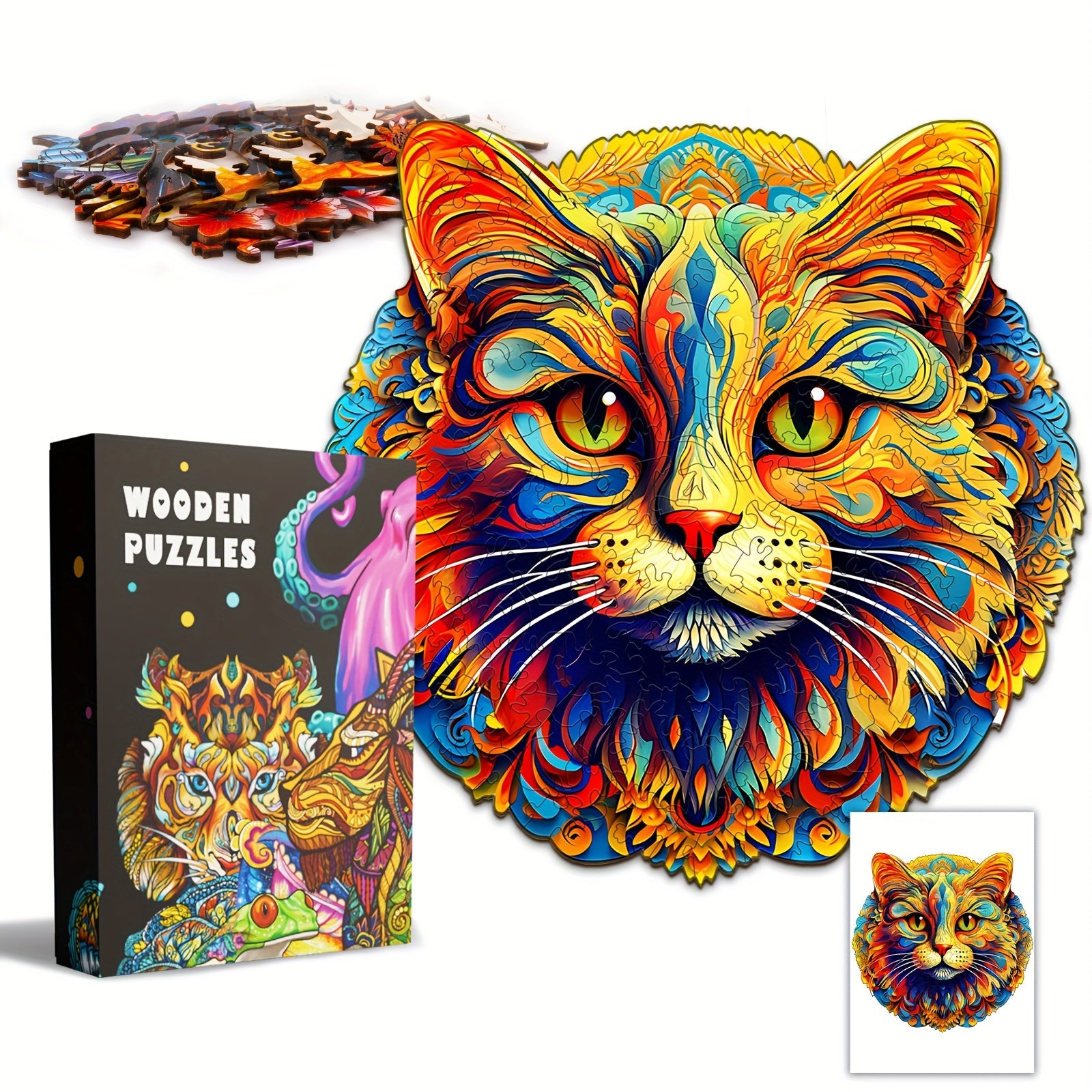 Pefelife Wooden Jigsaw Puzzle for Adults, Cat Puzzle