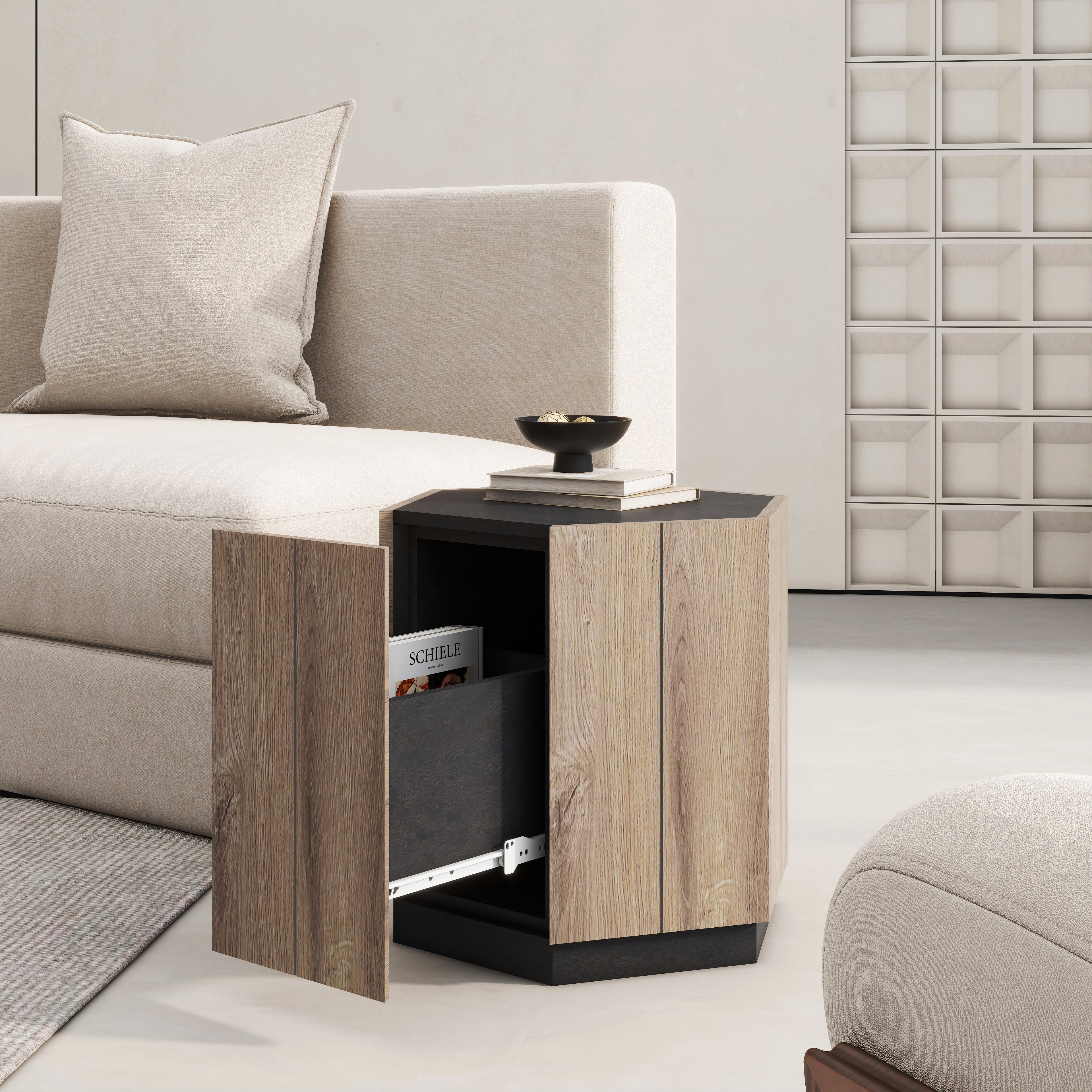 Pefelife Small Coffee Table with Storage, Tea Table Sofa Side Table