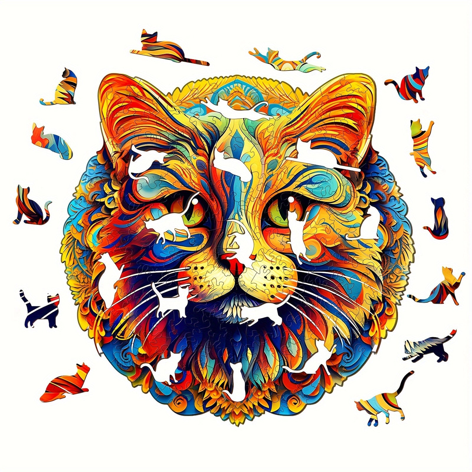 Pefelife Wooden Jigsaw Puzzle for Adults, Cat Puzzle