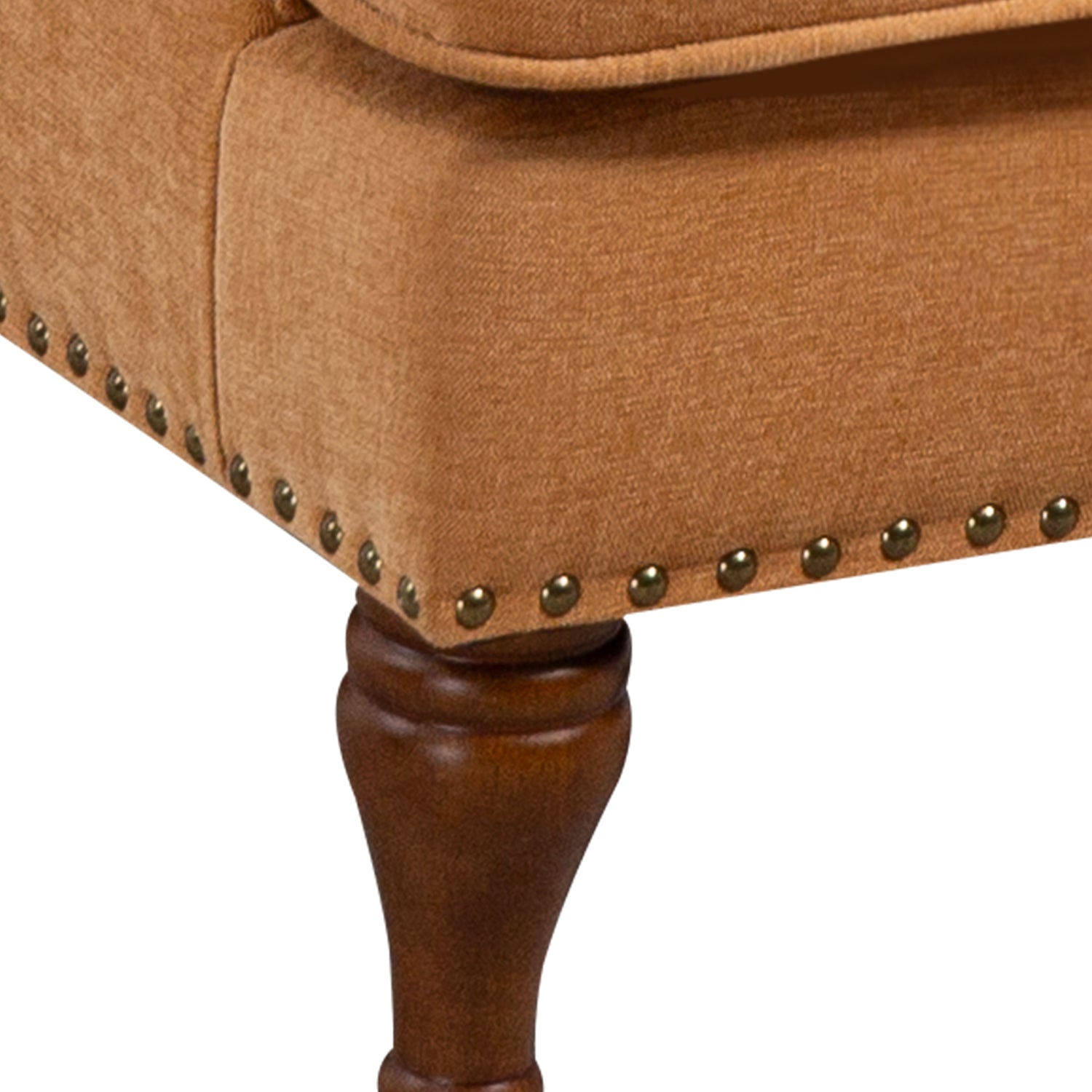 Pefelife Accent Chair Nailhead Chenille Trim Armchair with Wood Legs