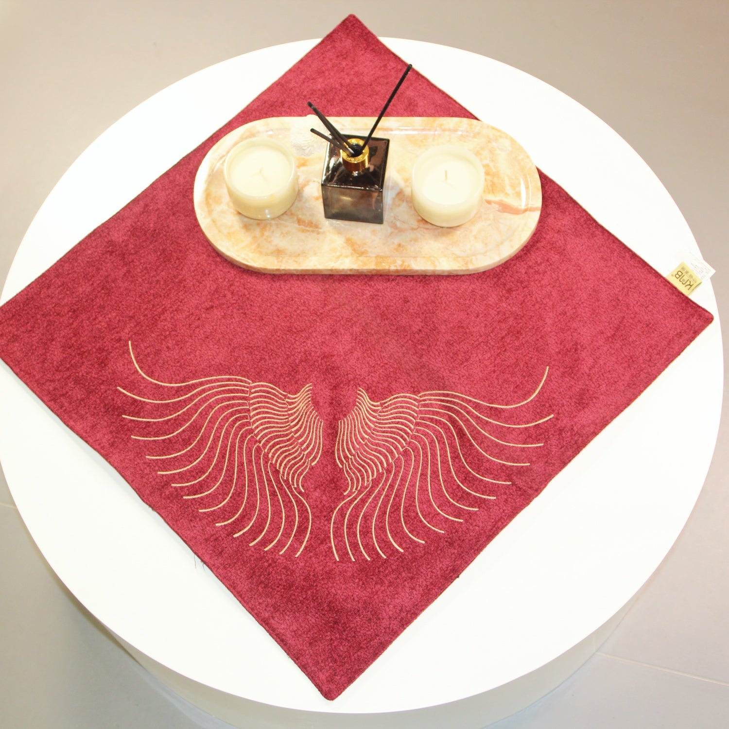 KMB Top Quality Cotton Blended Placemats Embroidered Multi Purpose Coffee Table Cloth 23"*23"