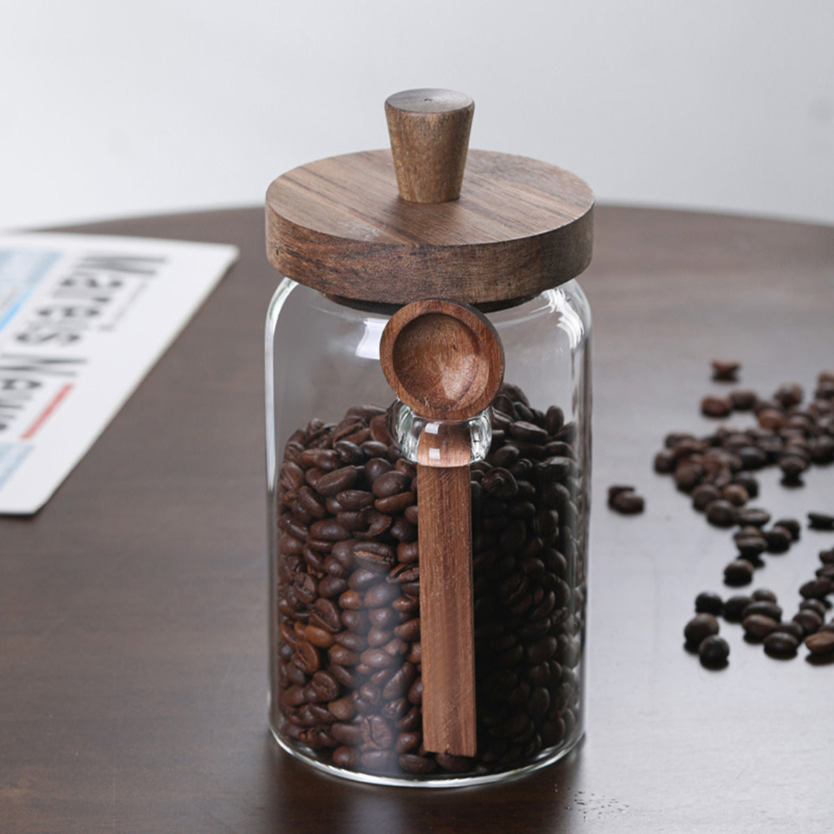 Pefelife Glass Coffee Storage Jars with Airtight Bamboo Lids Spoon