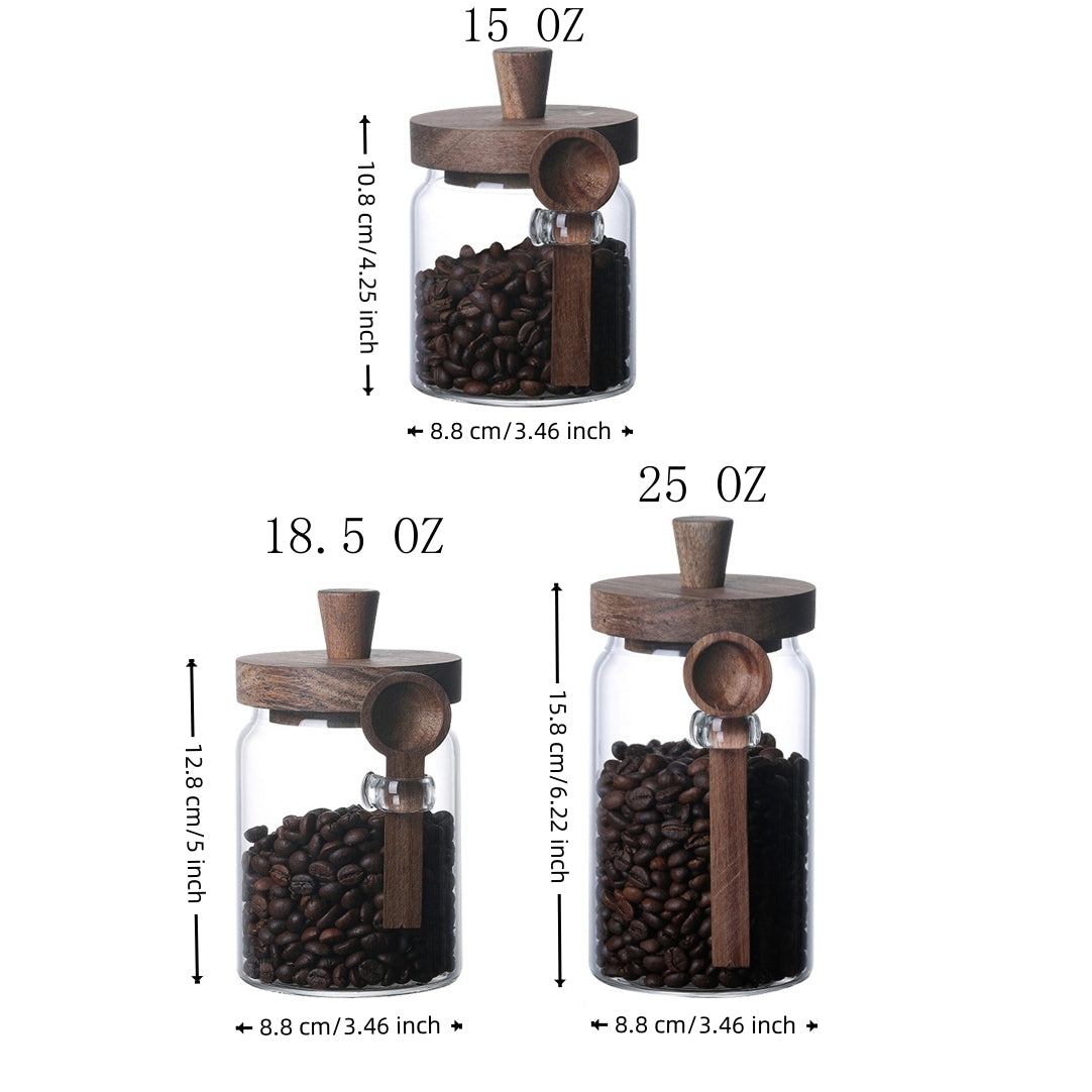 Pefelife Glass Coffee Storage Jars with Airtight Bamboo Lids Spoon