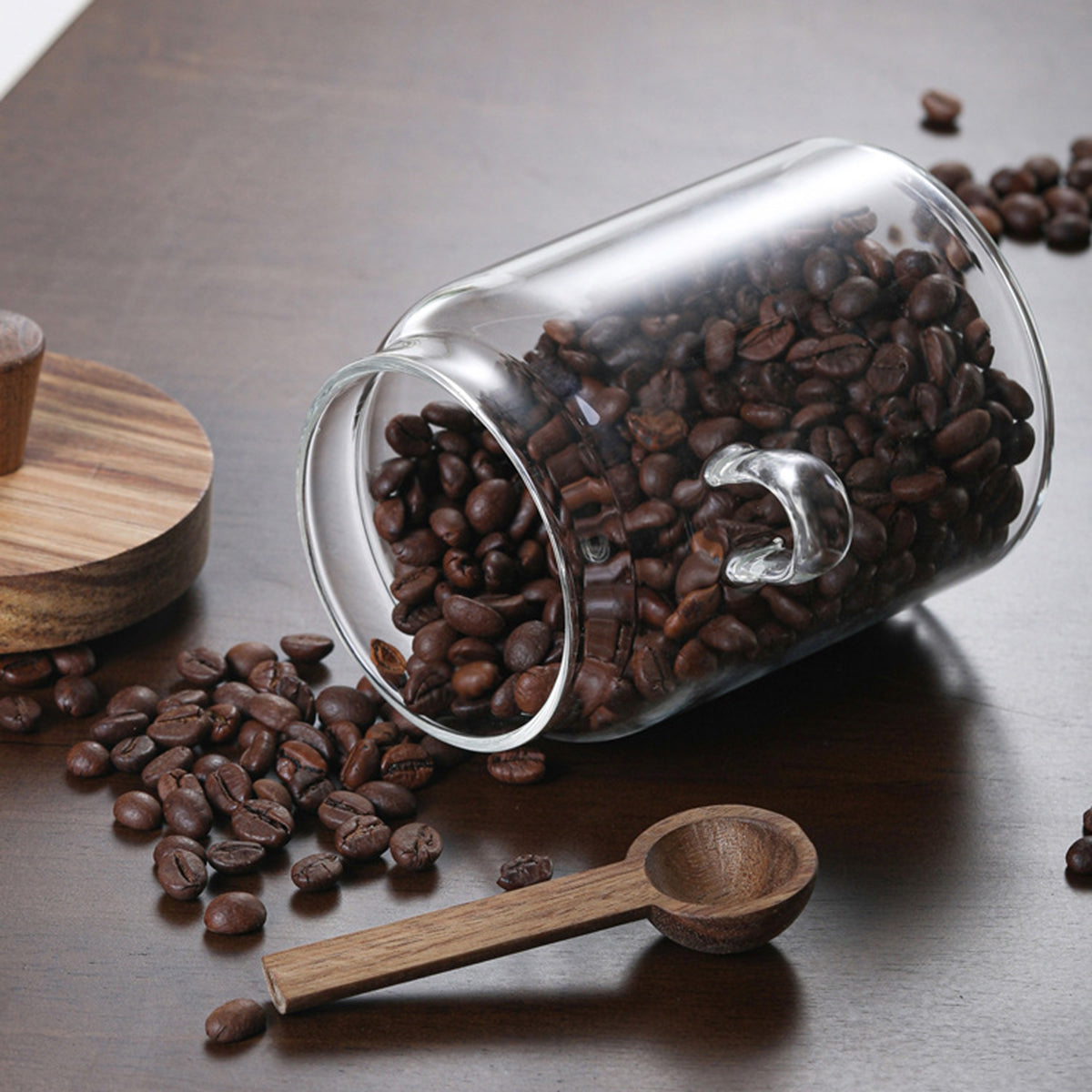 Pefelife Glass Coffee Storage Jars with Airtight Bamboo Lids Spoon