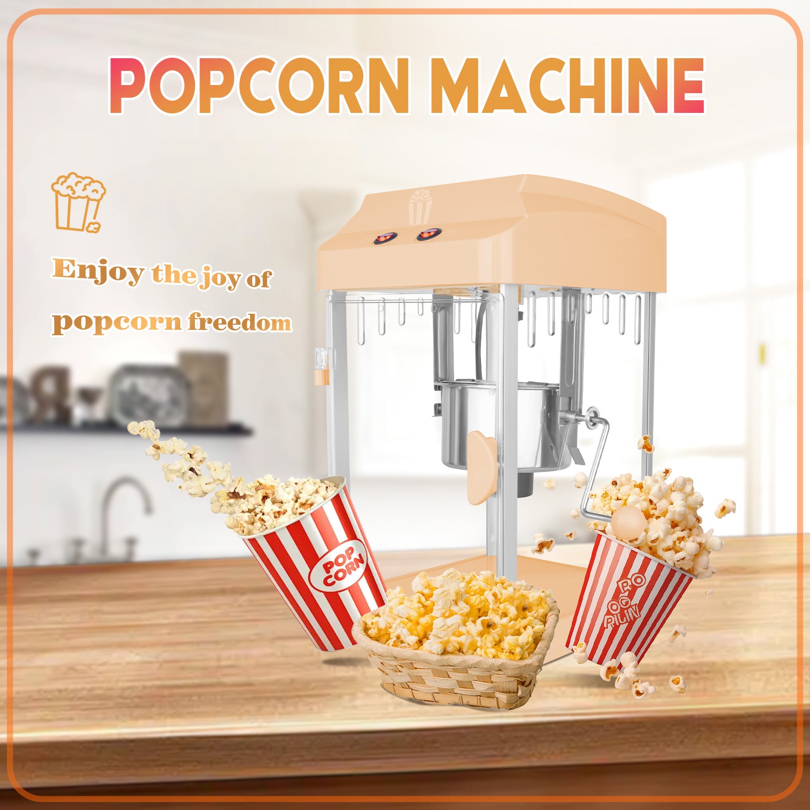 Pefelife Popcorn Machine Countertop Popcorn Maker Glass Popcorn Popper