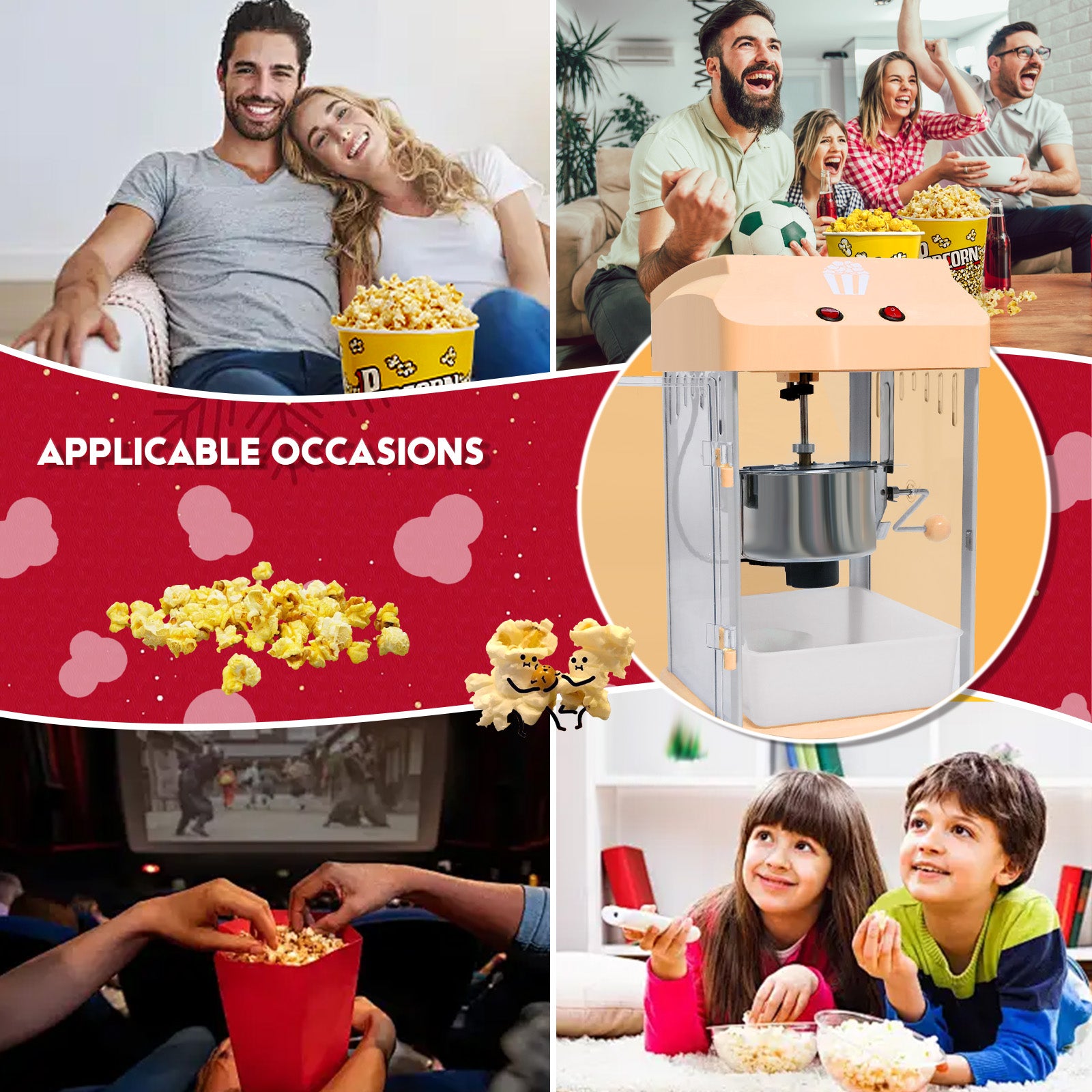 Pefelife Popcorn Machine Countertop Popcorn Maker Glass Popcorn Popper