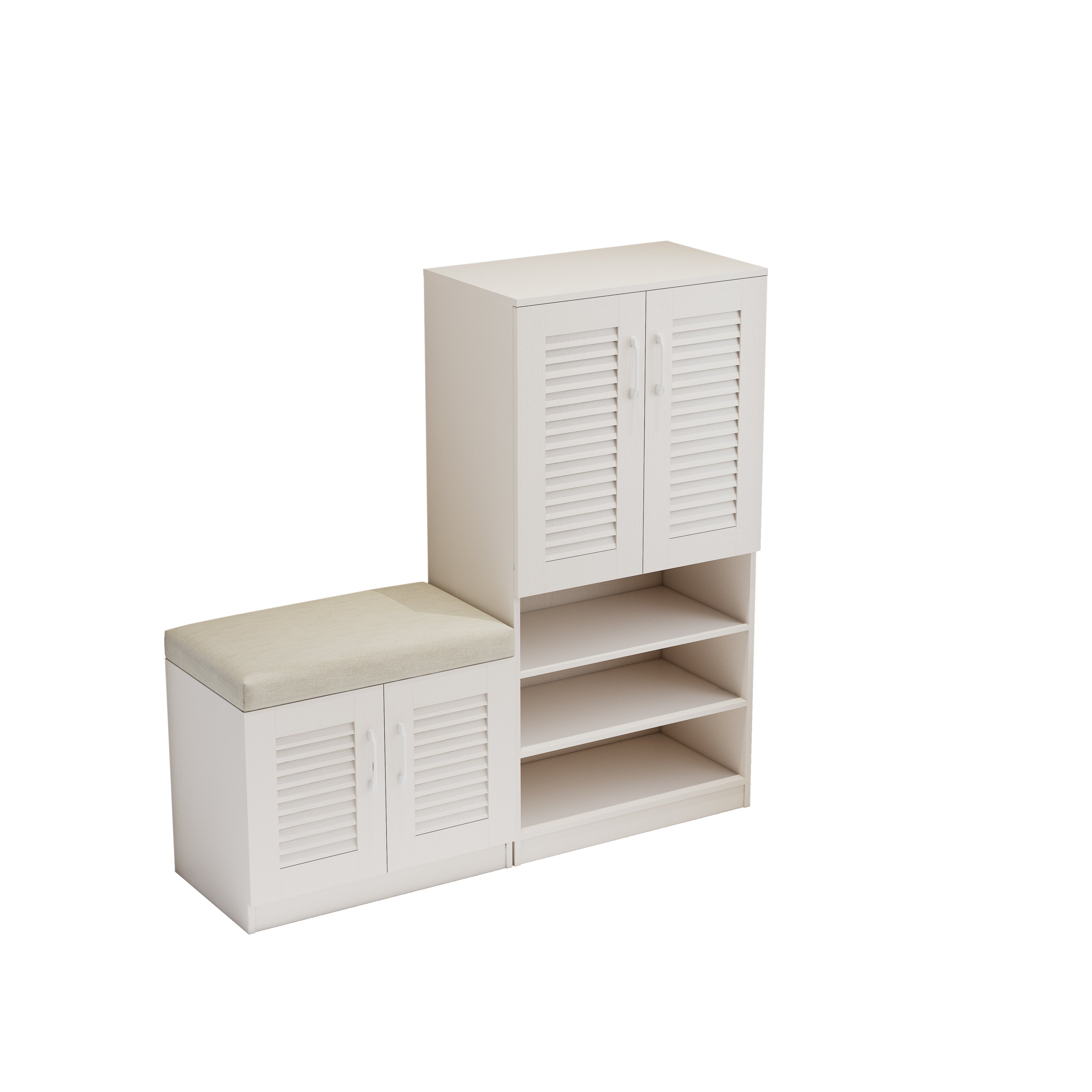 Pefelife 28.74in Shoe Storage Entryway Bench with Adjustable Shelves
