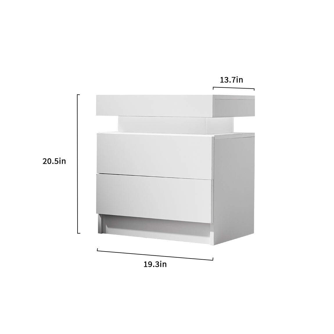Pefelife Nightstand LED Bedside Table Cabinet Lights Modern