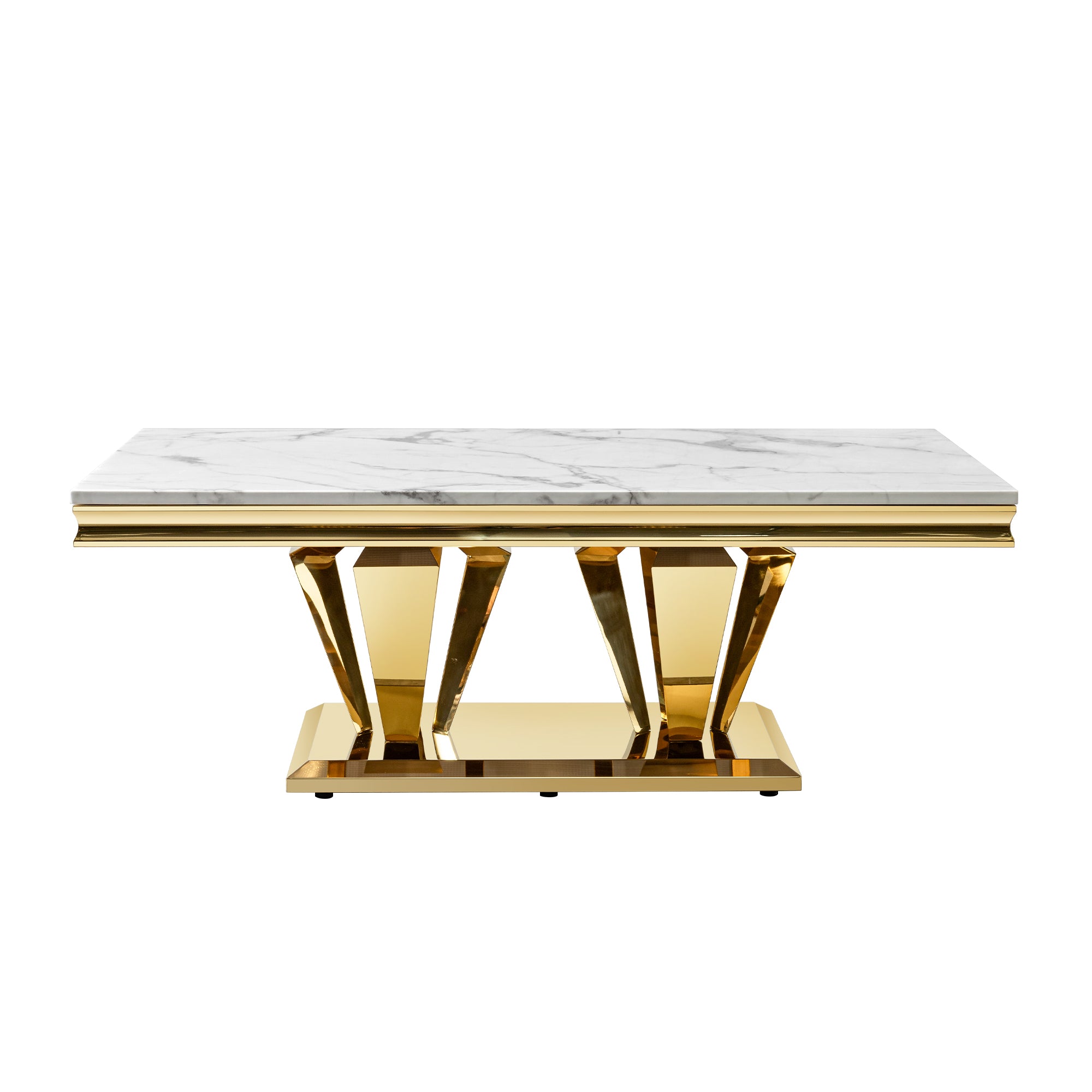 Pefelife Coffee Table, Stainless Steel Base with Gold Mirror Finish Leg
