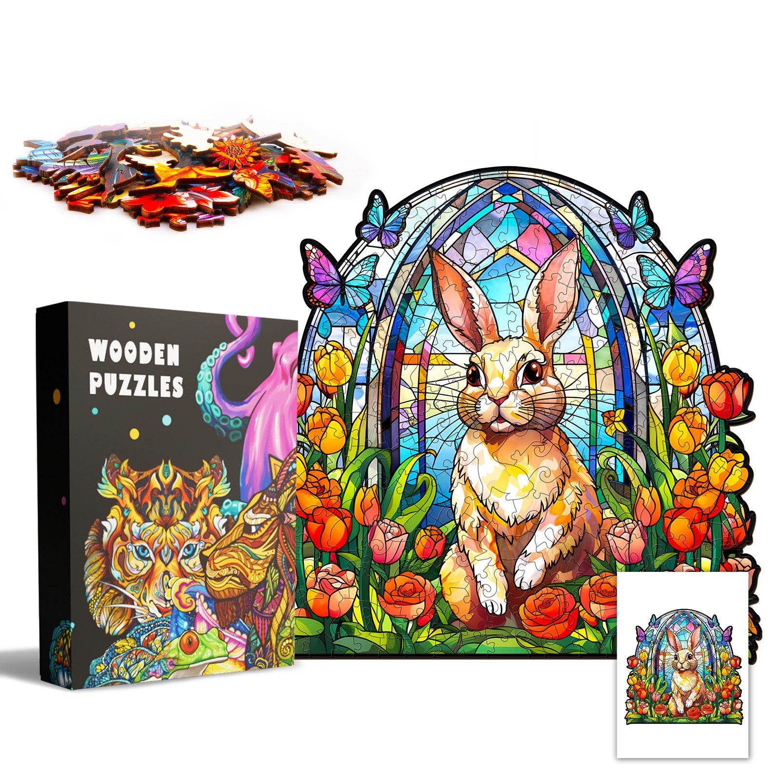 Pefelife Wooden Jigsaw Puzzle for Adults, Rabbit Puzzle