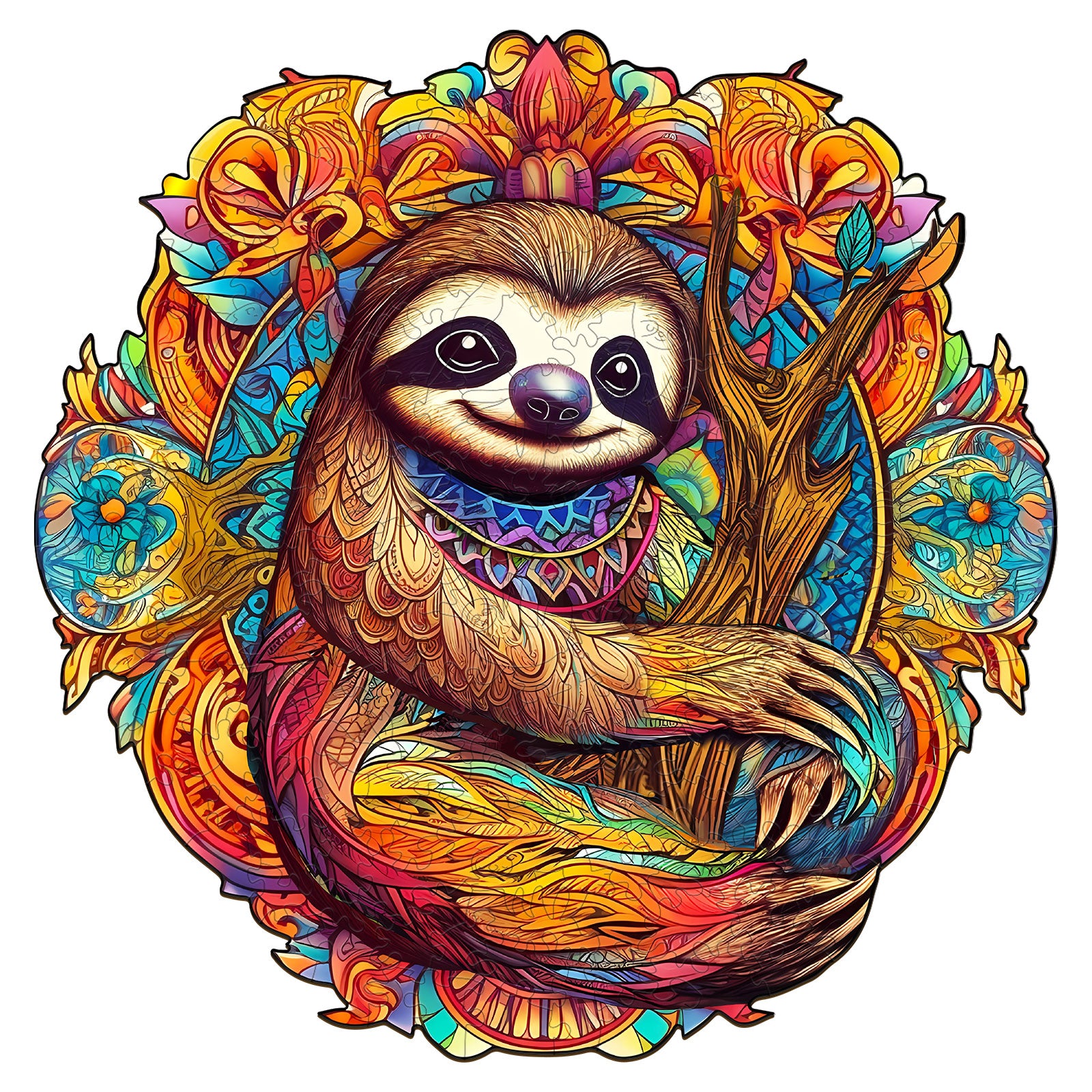 Pefelife Wooden Jigsaw Puzzle for Adults, A Happy Sloth Puzzle