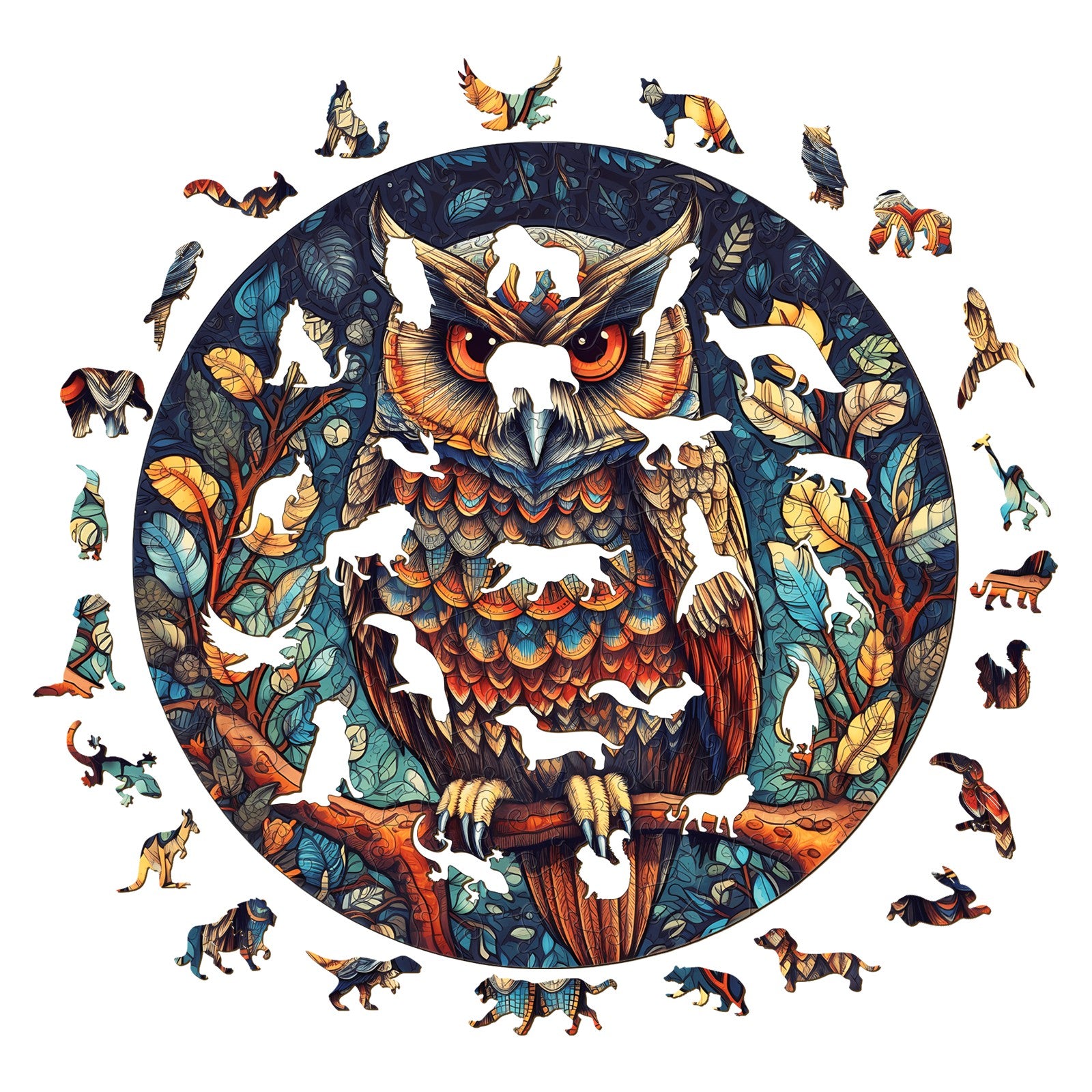 Pefelife Wooden Jigsaw Puzzle for Adults, Mysterious Owl Puzzle