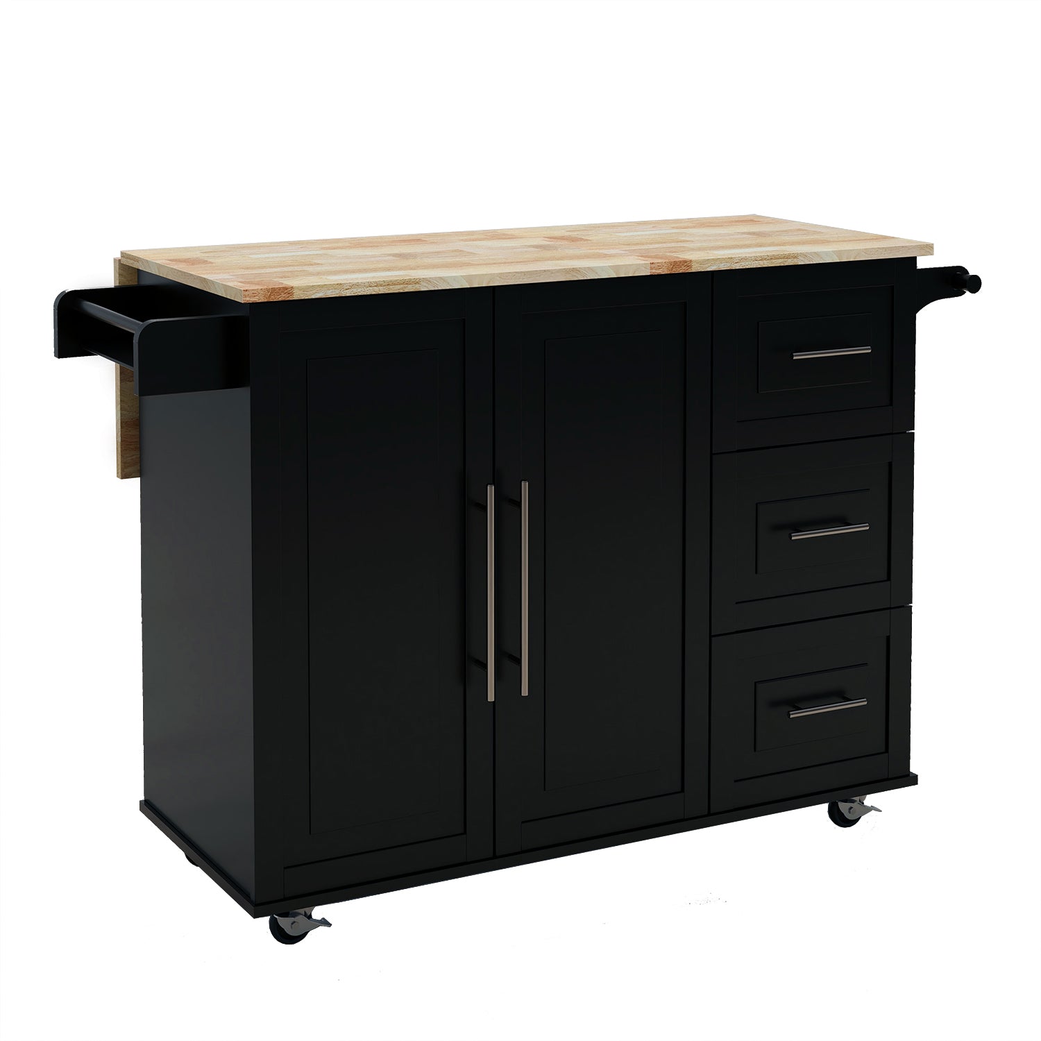 Pefelife Kitchen Island with Expandable Solid Wood Folding Table Top