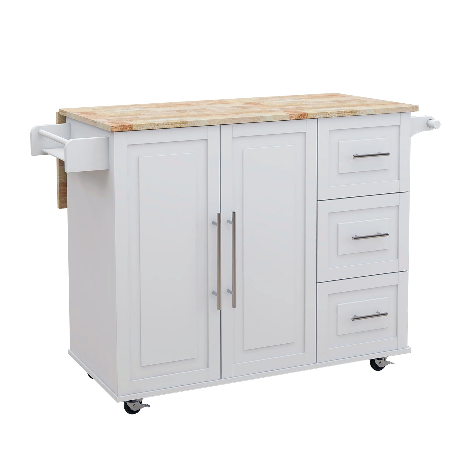 Pefelife Kitchen Island with Expandable Solid Wood Folding Table Top