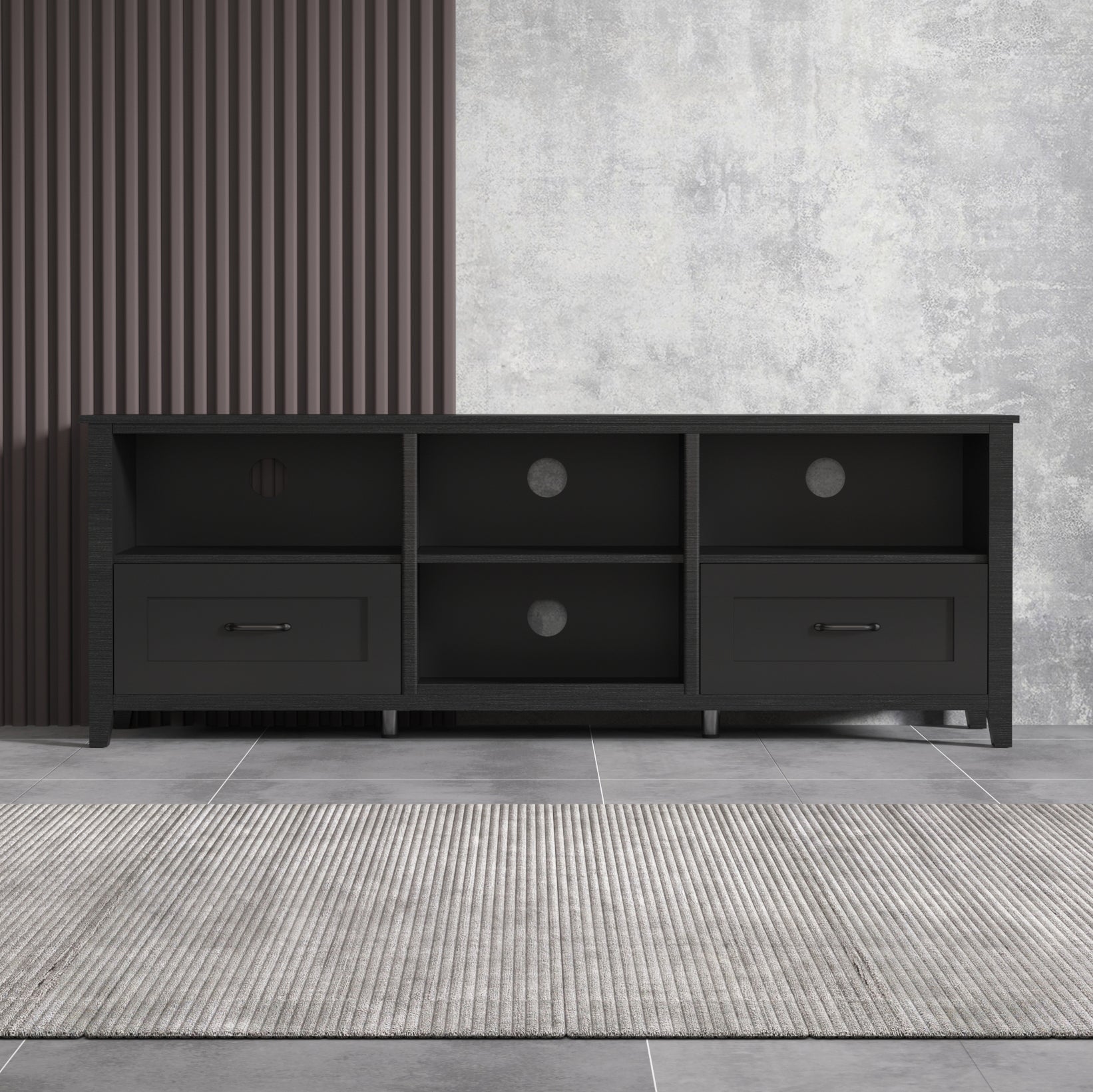 Pefelife 70.08 Inch TV Stand with Ample Storage Space and Sturdy Structure Design