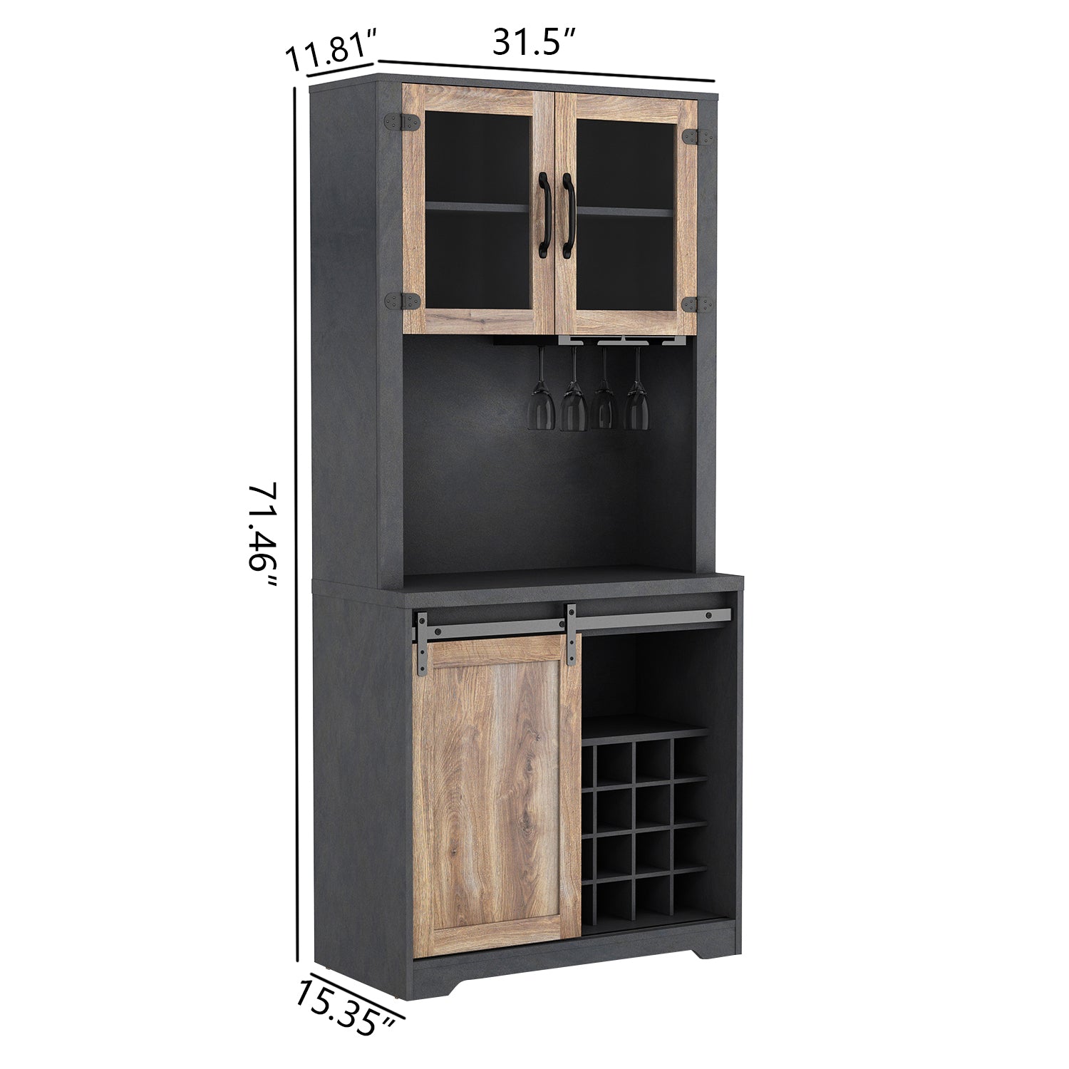 Pefelife Wine Storage Alcohol Cabinet Bar, Kitchen Hutch Cabinet