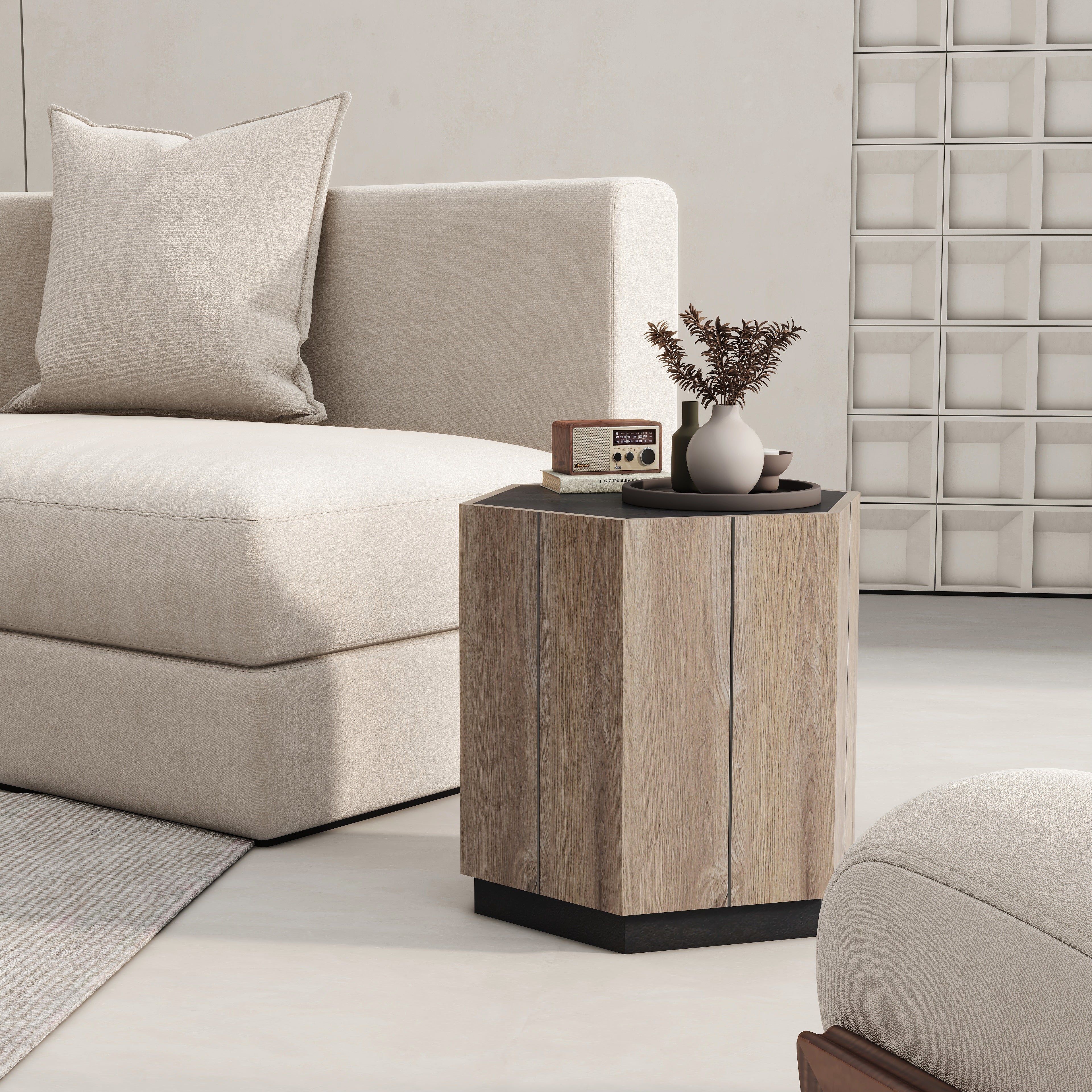 Pefelife Small Coffee Table with Storage, Tea Table Sofa Side Table