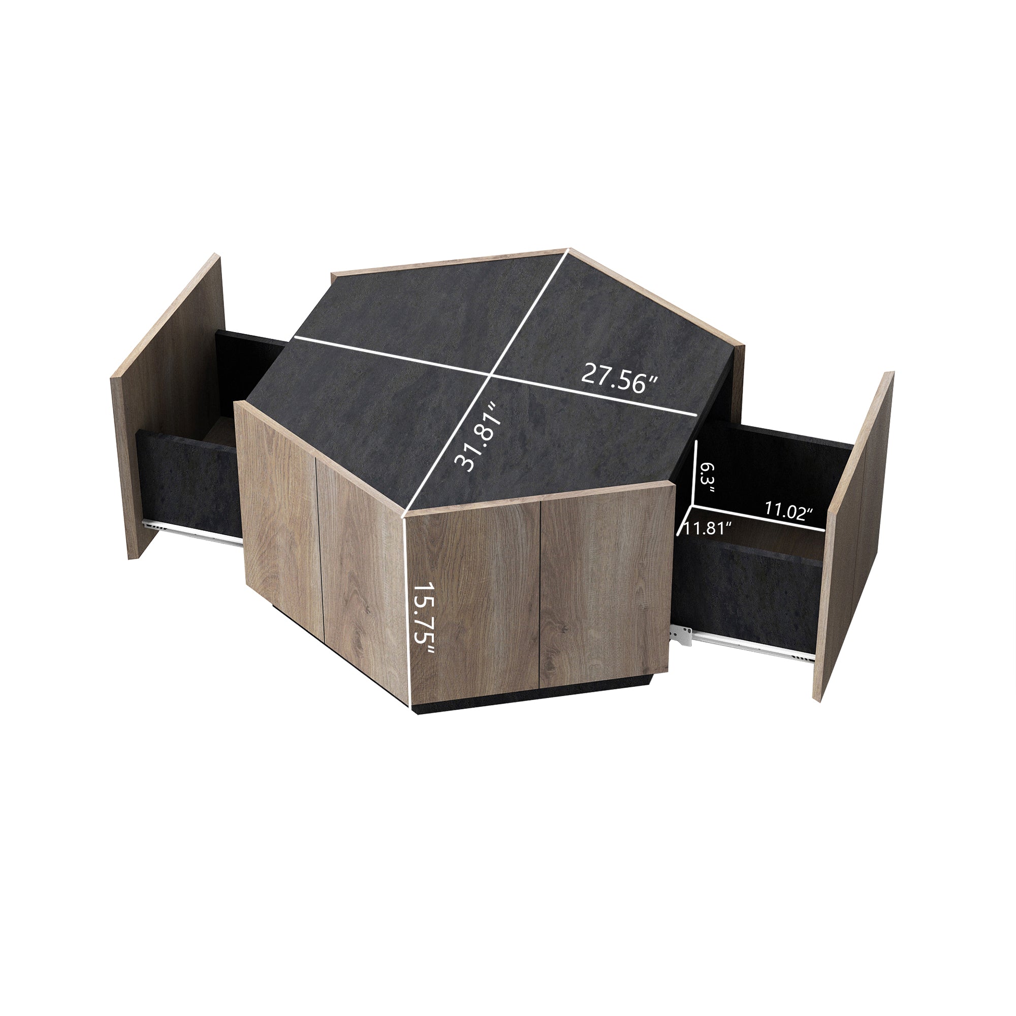 Pefelife Hexagonal Coffee Table for Living Room, Modern Sofa Table for Small Space