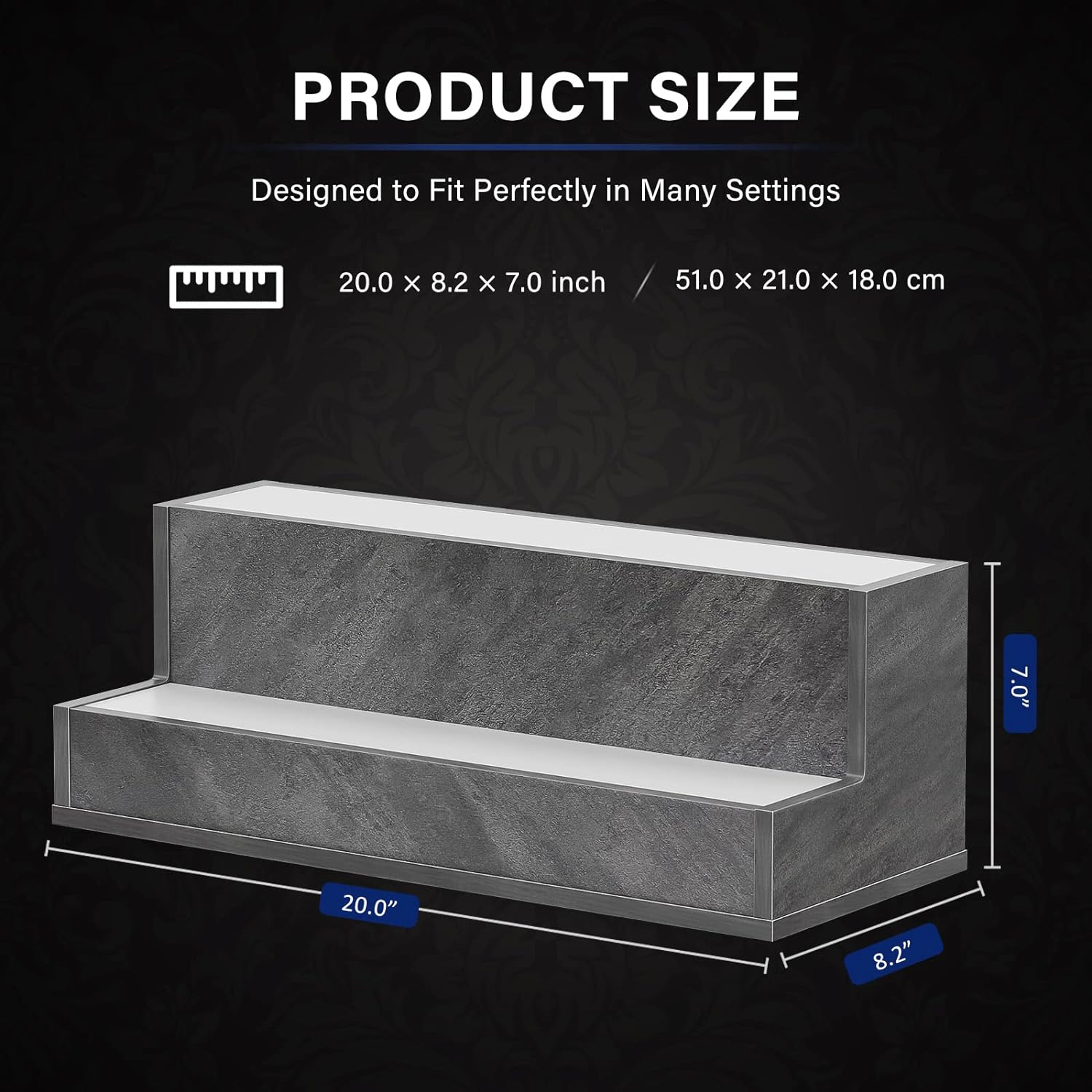 Pefelife 20 Inch LED Lighted Liquor Bottle Display Shelf
