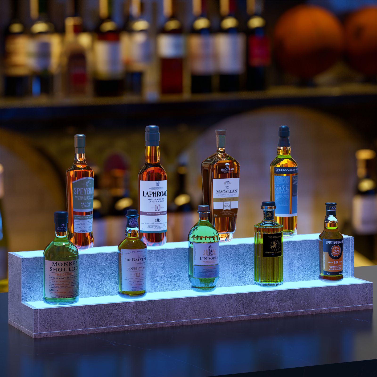 Pefelife 37 Inch LED Lighted Liquor Bottle Display Shelf
