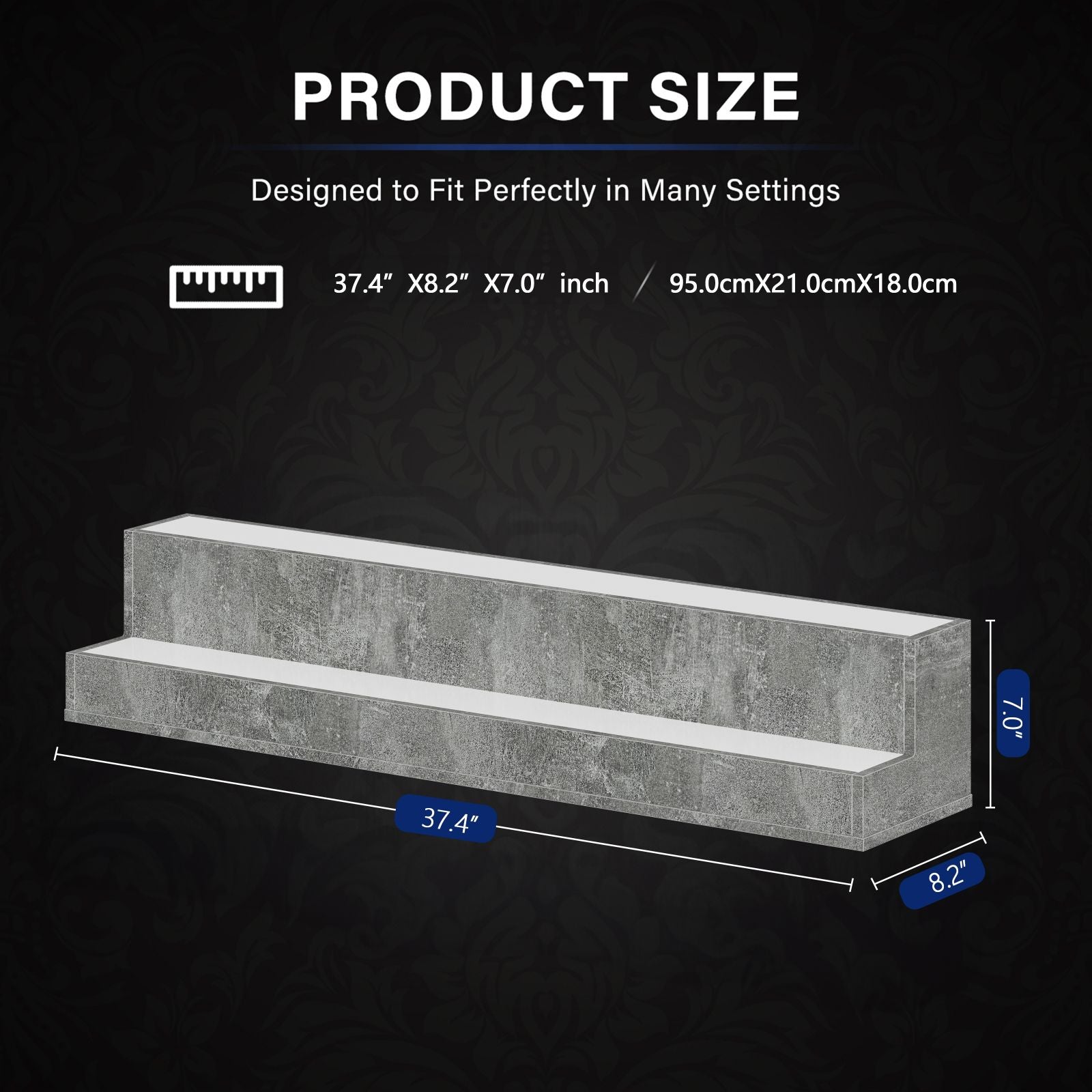Pefelife 37 Inch LED Lighted Liquor Bottle Display Shelf