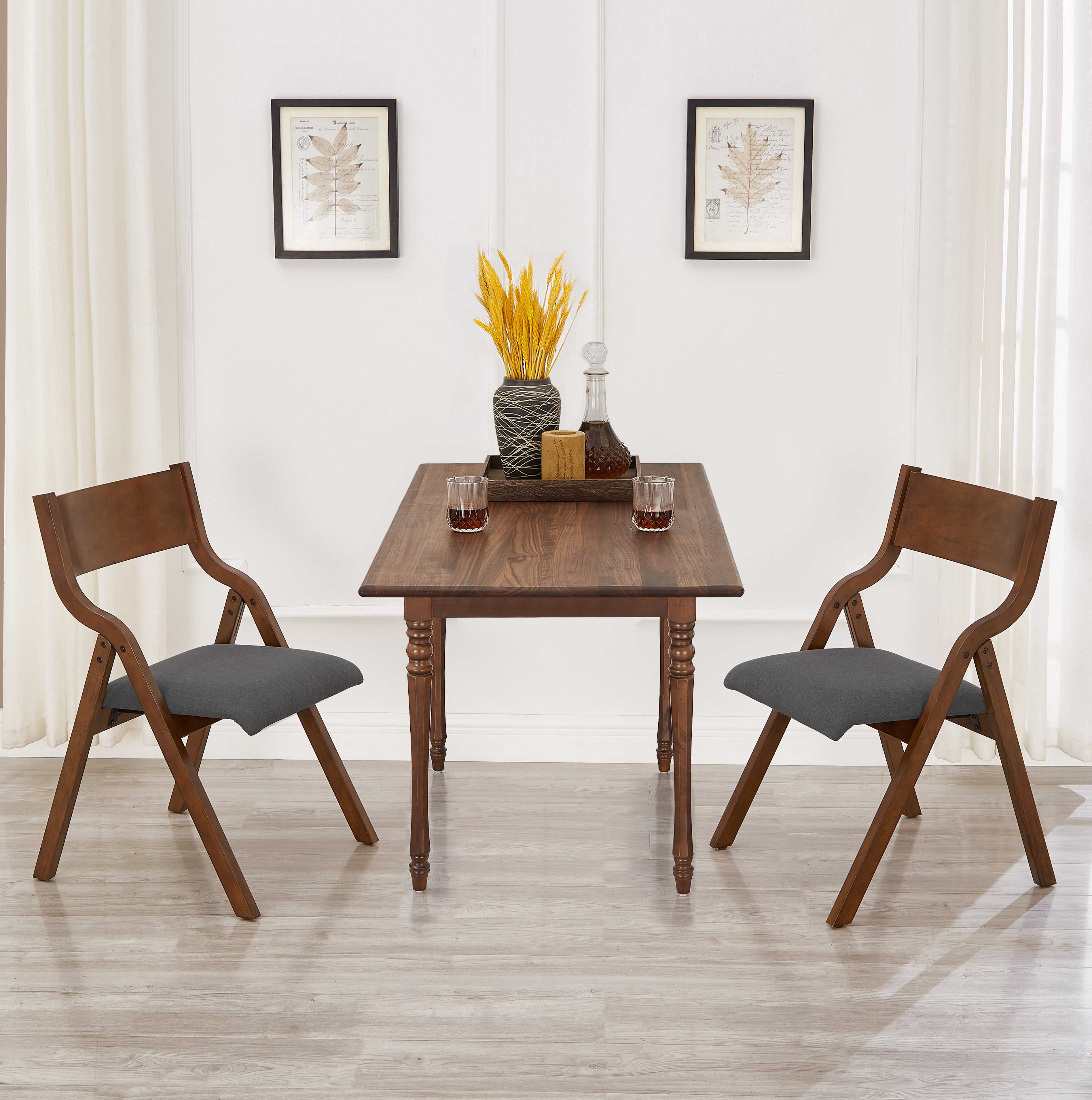 Pefelife Upholstered Folding Chairs, Kitchen Dining-Chair w/Solid Wood Frame
