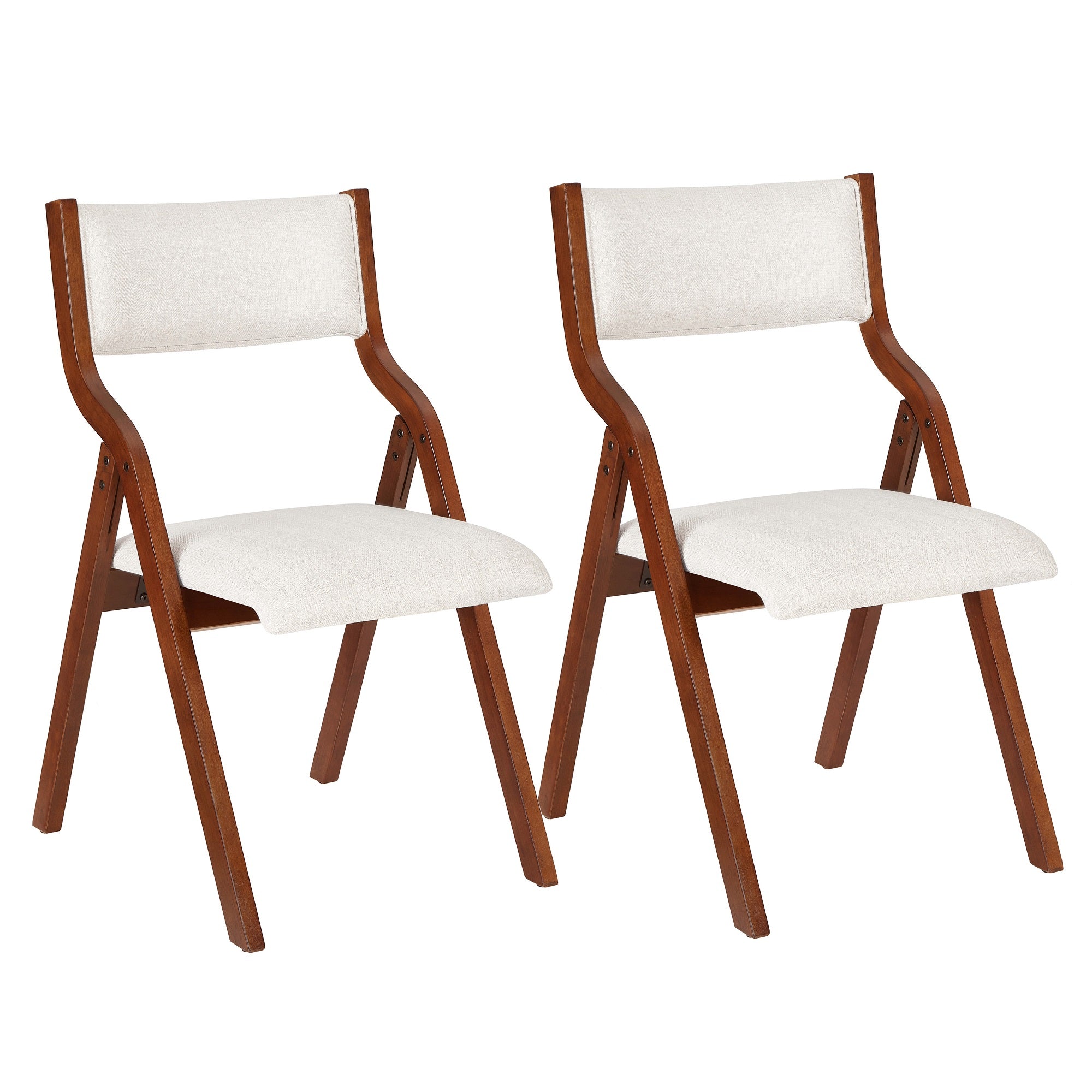 Pefelife Upholstered Folding Chairs, Kitchen Dining-Chair w/Solid Wood Frame,Cherry