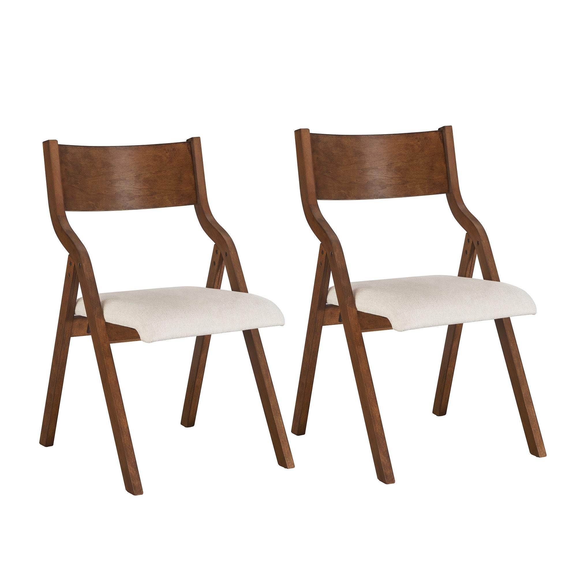 Pefelife Upholstered Folding Chairs, Kitchen Dining-Chair w/Solid Wood Frame