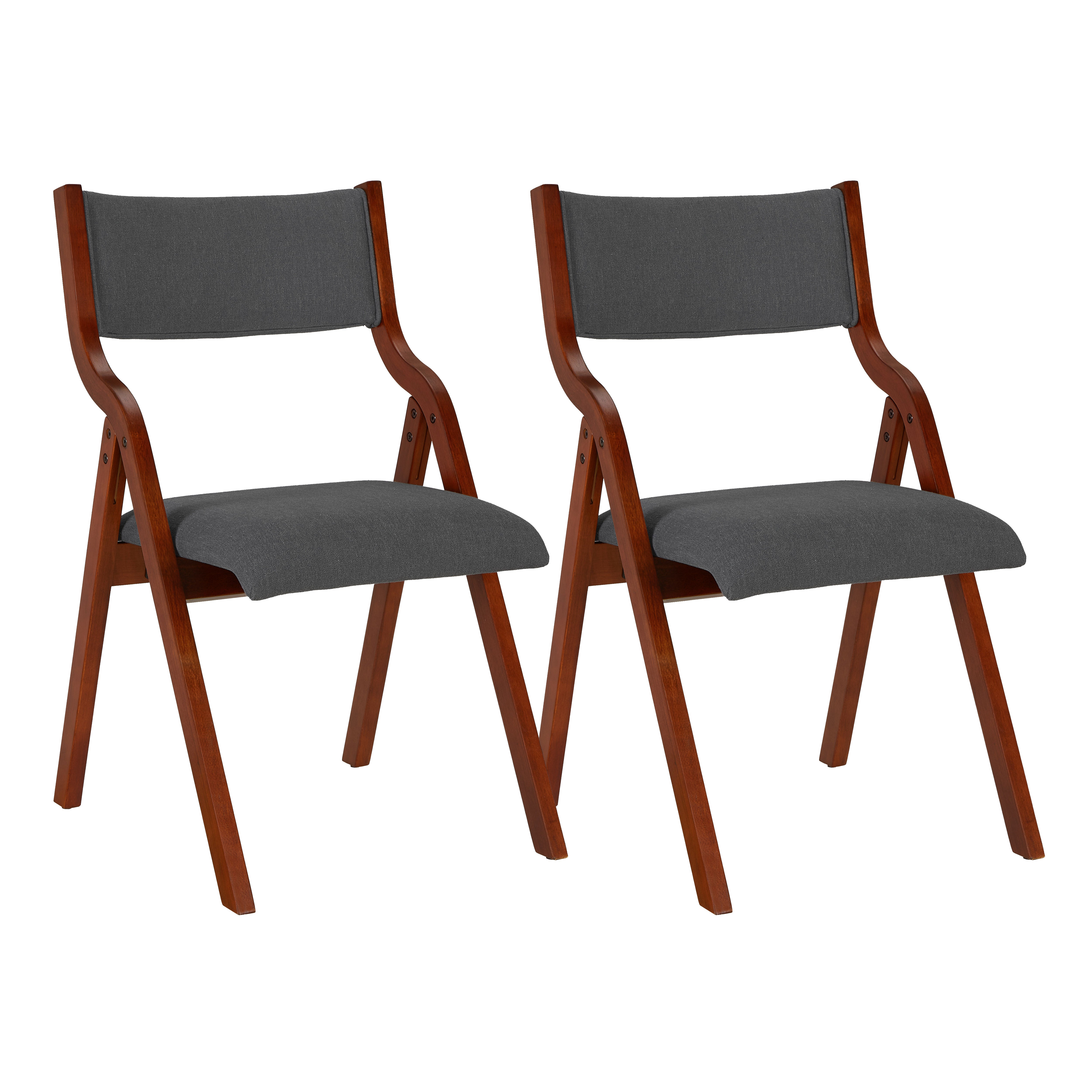 Pefelife Upholstered Folding Chairs, Kitchen Dining-Chair w/Solid Wood Frame,Cherry