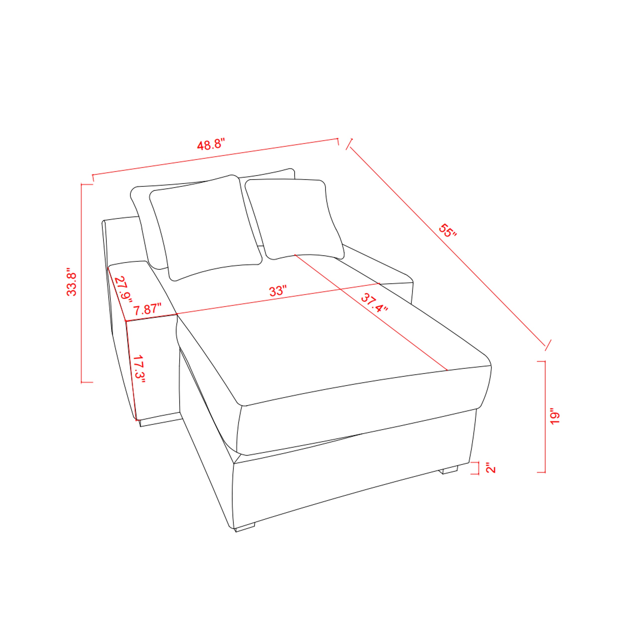 Pefelife Corduroy Upholstered Single Lounge Sofa with Thick Cushion