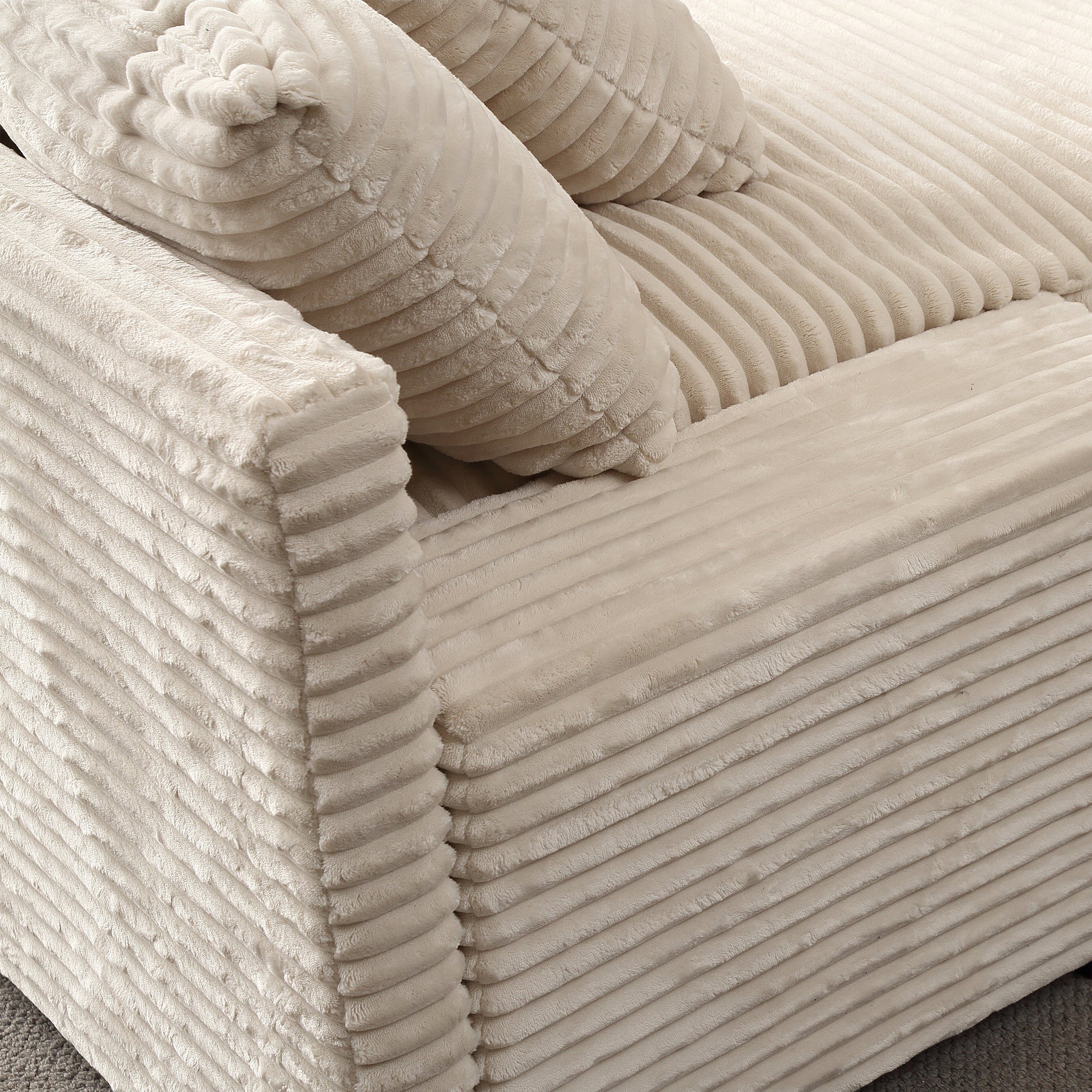 Pefelife Corduroy Upholstered Single Lounge Sofa with Thick Cushion