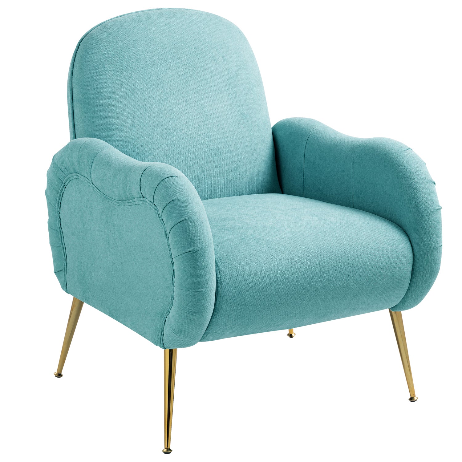 Pefelife Accent Upholstered Single Chair White Sherpa Armchair with Golden Legs
