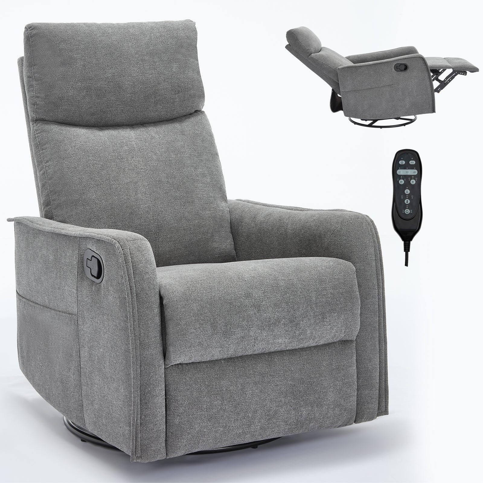 Pefelife 360 Degree Swivel Rocker Recliner Glider Chair for Adults, Living Room, Linen