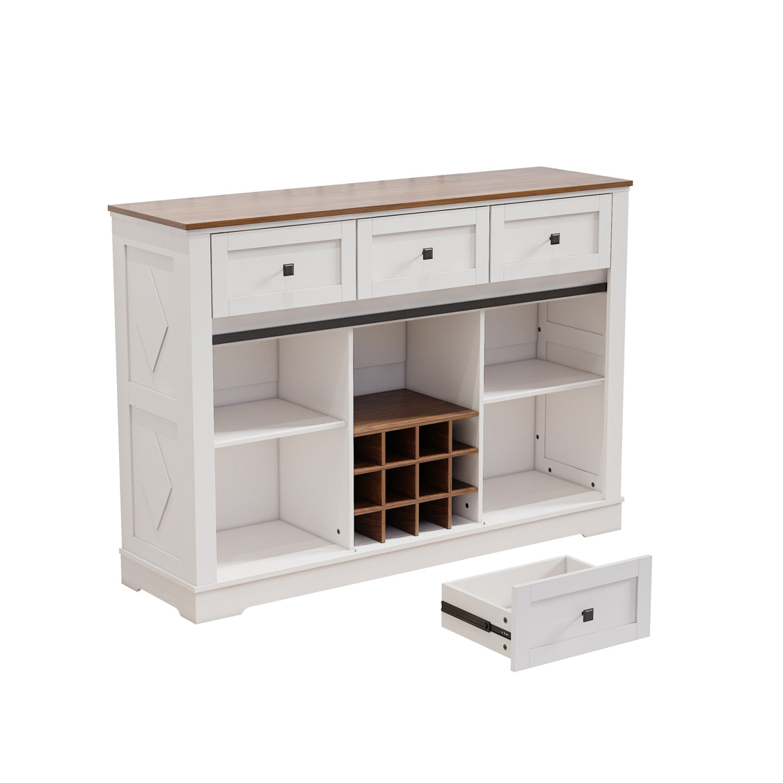 Pefelife Farmhouse Buffet Cabinet, Rustic Wine Bar Cabinet, Antique White