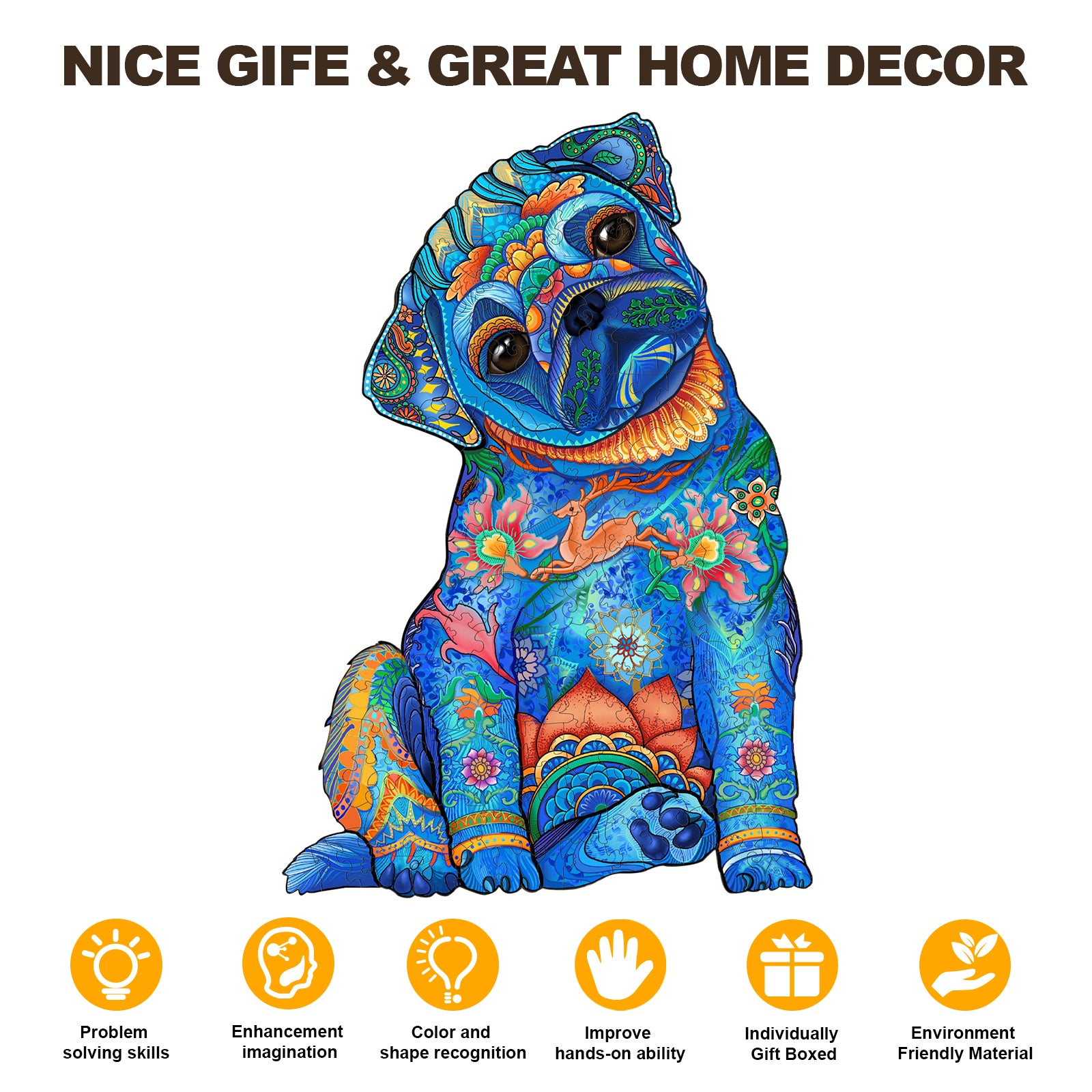 Pefelife Wooden Jigsaw Puzzle for Adults, Lovely Bago  Puzzle