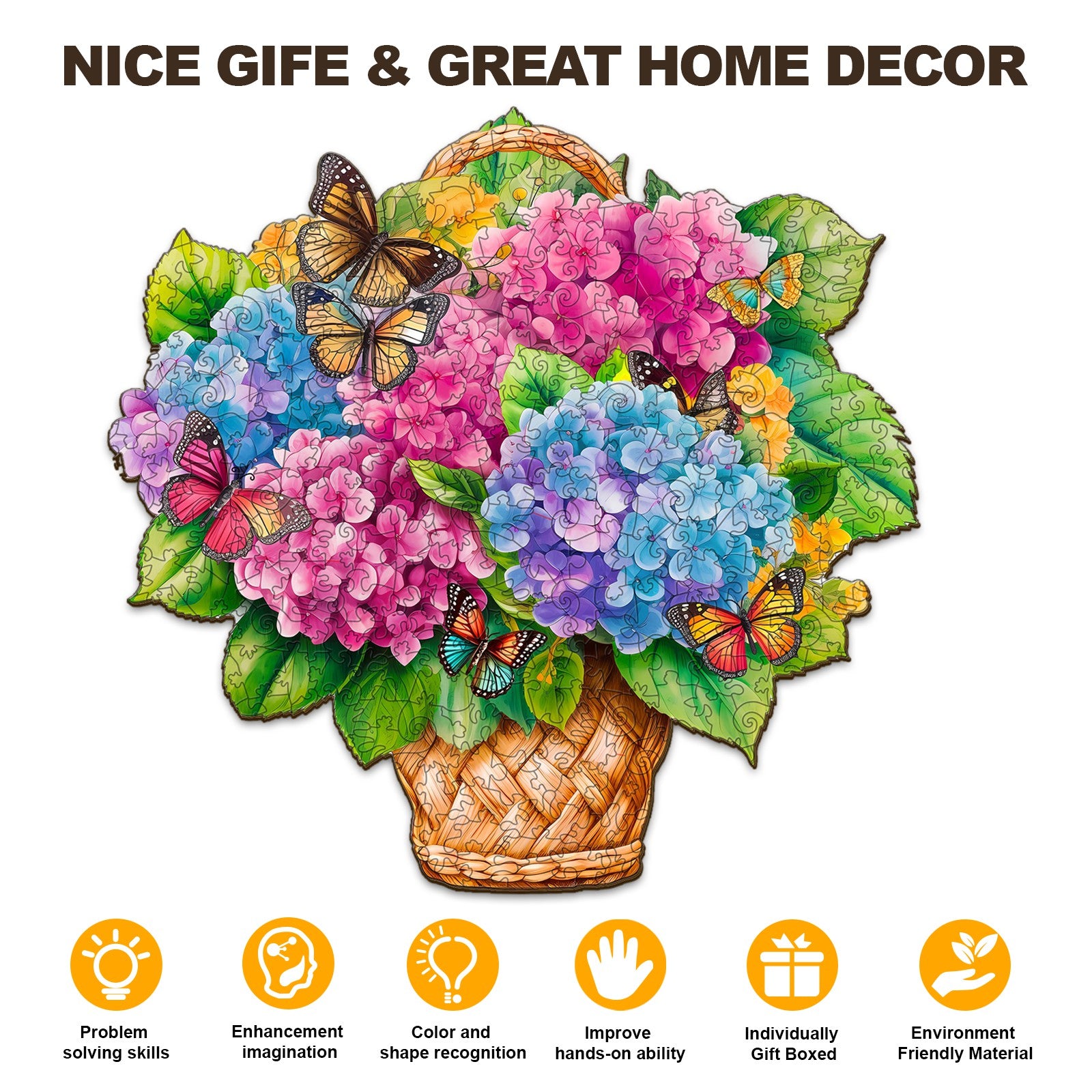 Pefelife Wooden Jigsaw Puzzle for Adults, Flower Puzzle