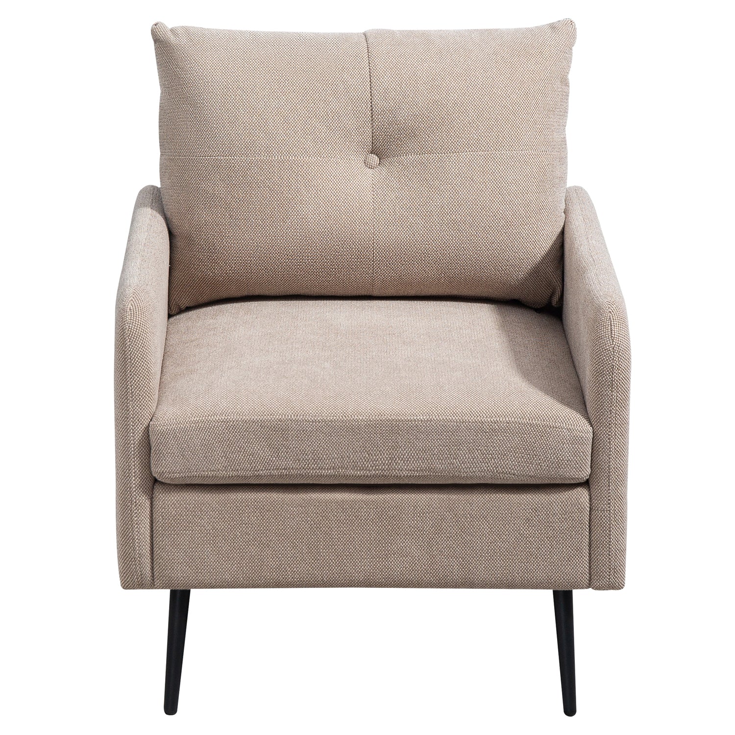 Pefelife Comfy Chenille Club Fabric Armchair with Metal Black Legs