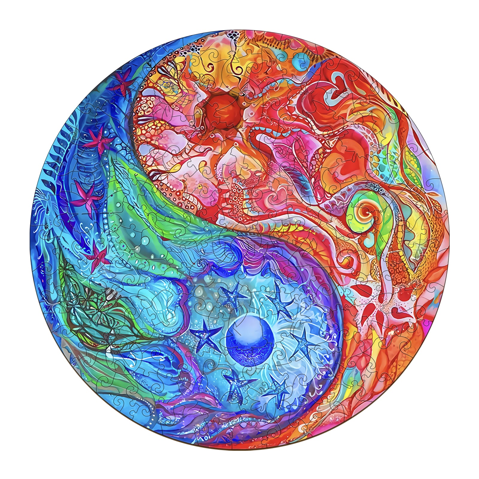 Pefelife Wooden Jigsaw Puzzle for Adults, Mandala Yin-yang Mandala Puzzle