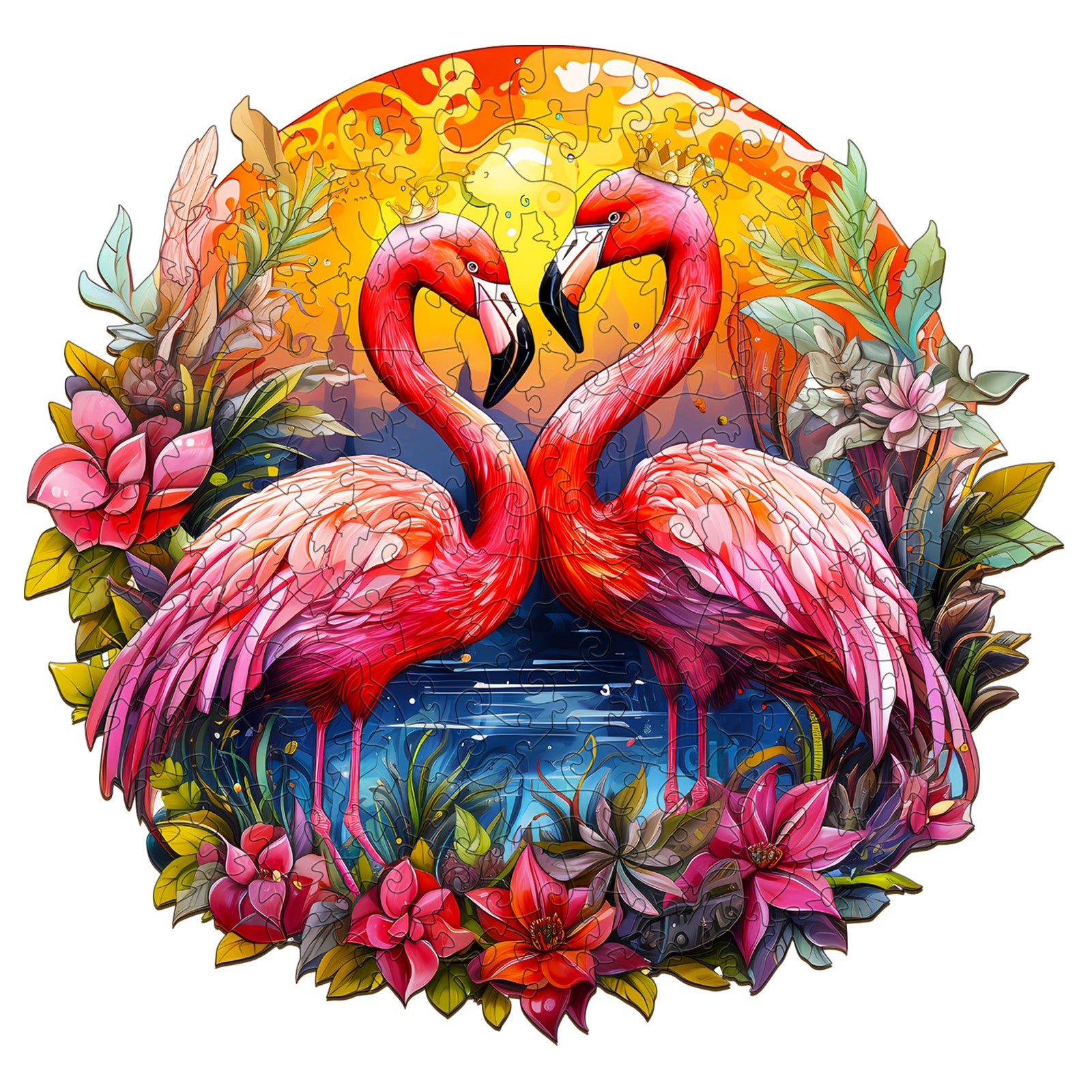 Pefelife Wooden Jigsaw Puzzle for Adults, Flamingo with a Crown Puzzle