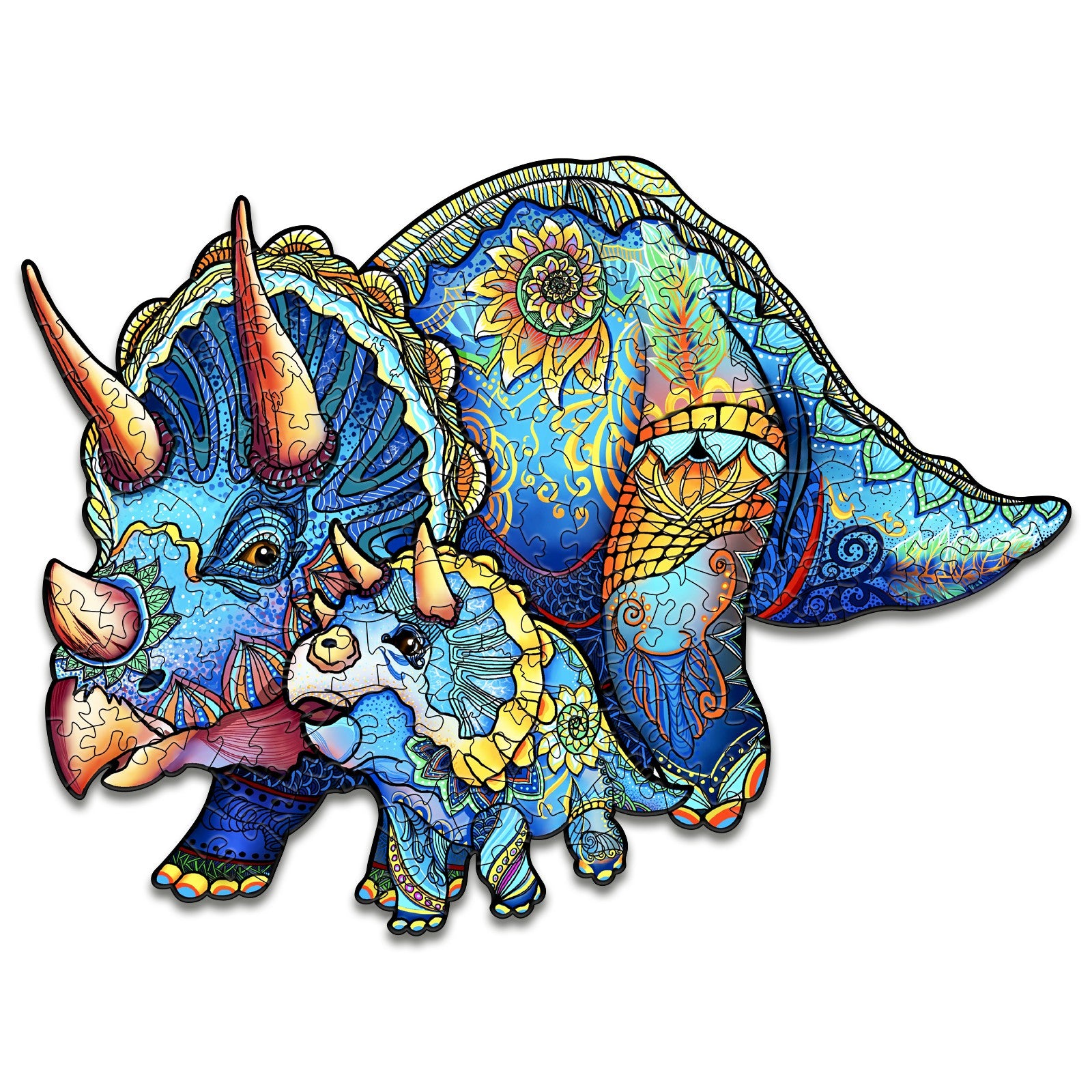 Pefelife Wooden Jigsaw Puzzle for Adults, Triceratops Puzzle