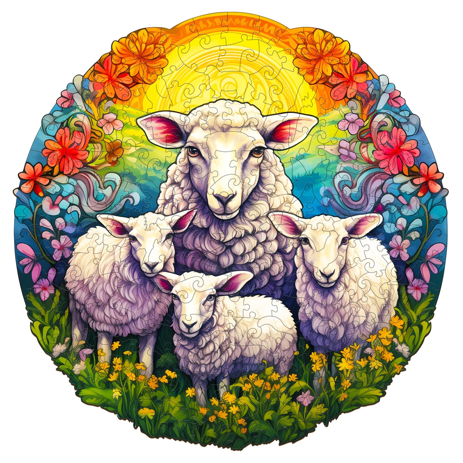 Pefelife Wooden Jigsaw Puzzle for Adults, Mandala Sheep Puzzle