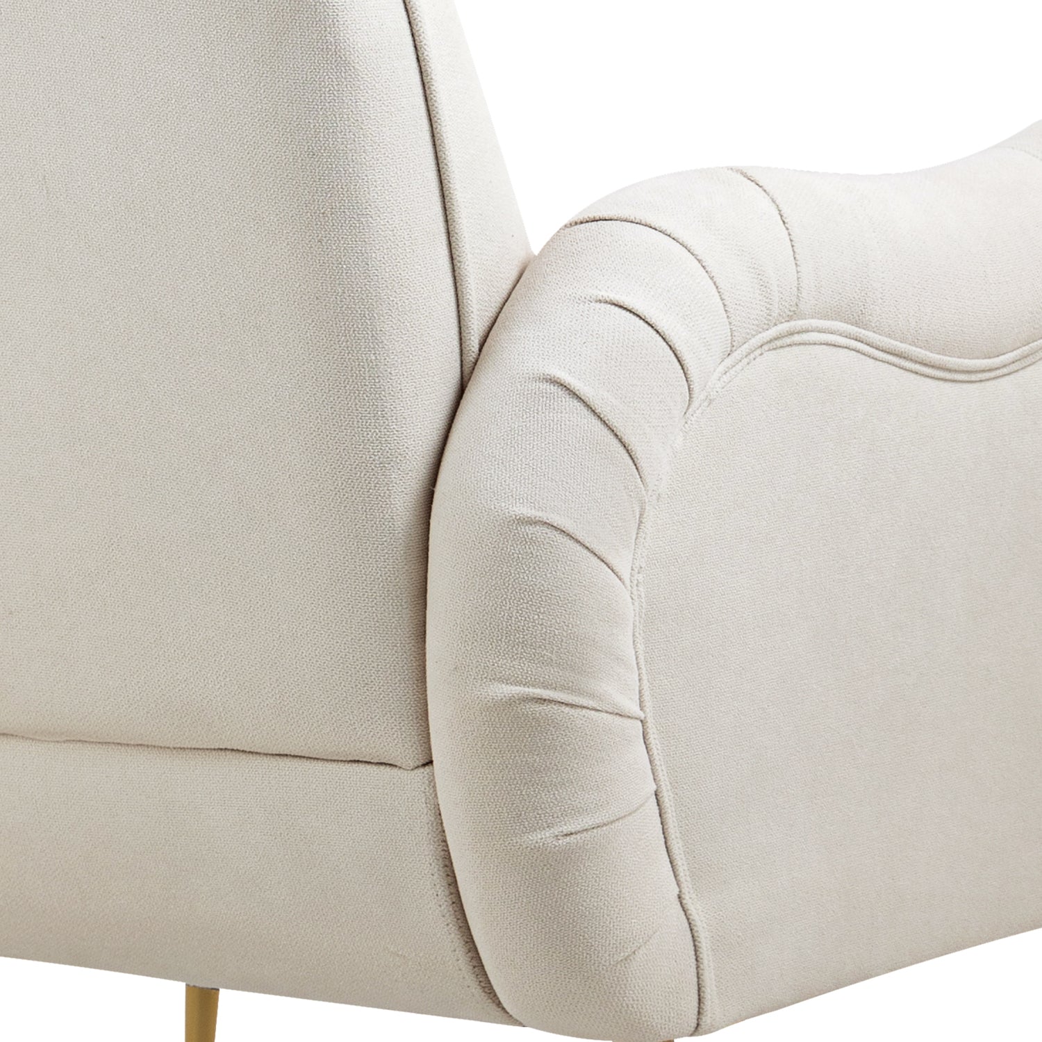 Pefelife Accent Upholstered Single Chair White Sherpa Armchair with Golden Legs