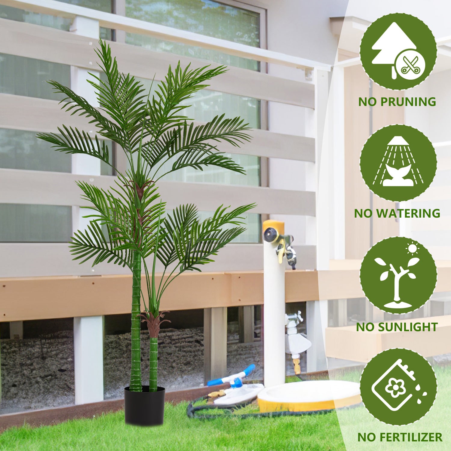 Pefelife Artificial Golden Cane Palm Tree,5FT Tall Fake Plant