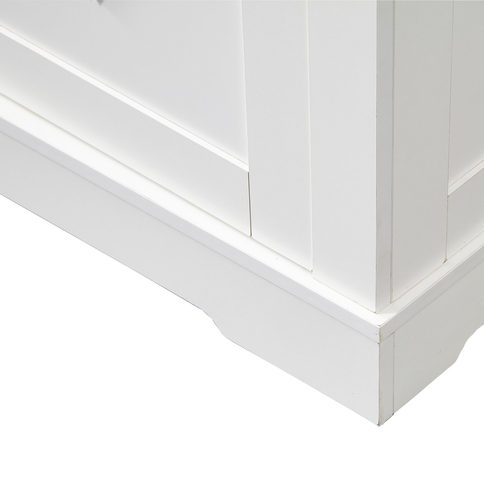 Pefelife Farmhouse Coffee Bar, Wood Accent Floor Cupboard Cabinet Antique White