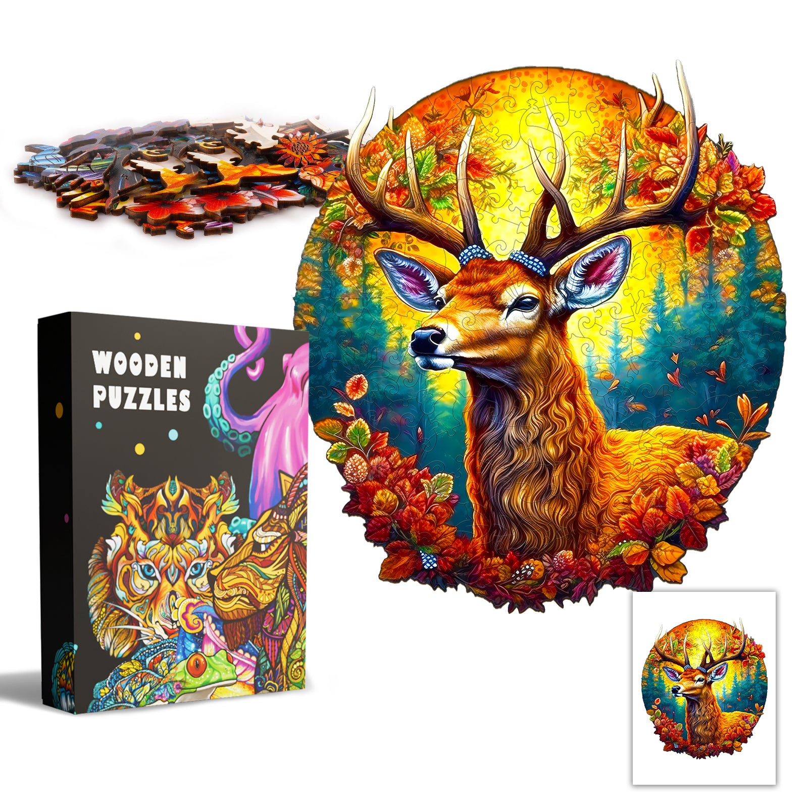 Pefelife Wooden Jigsaw Puzzle for Adults, Deer of Life Puzzle