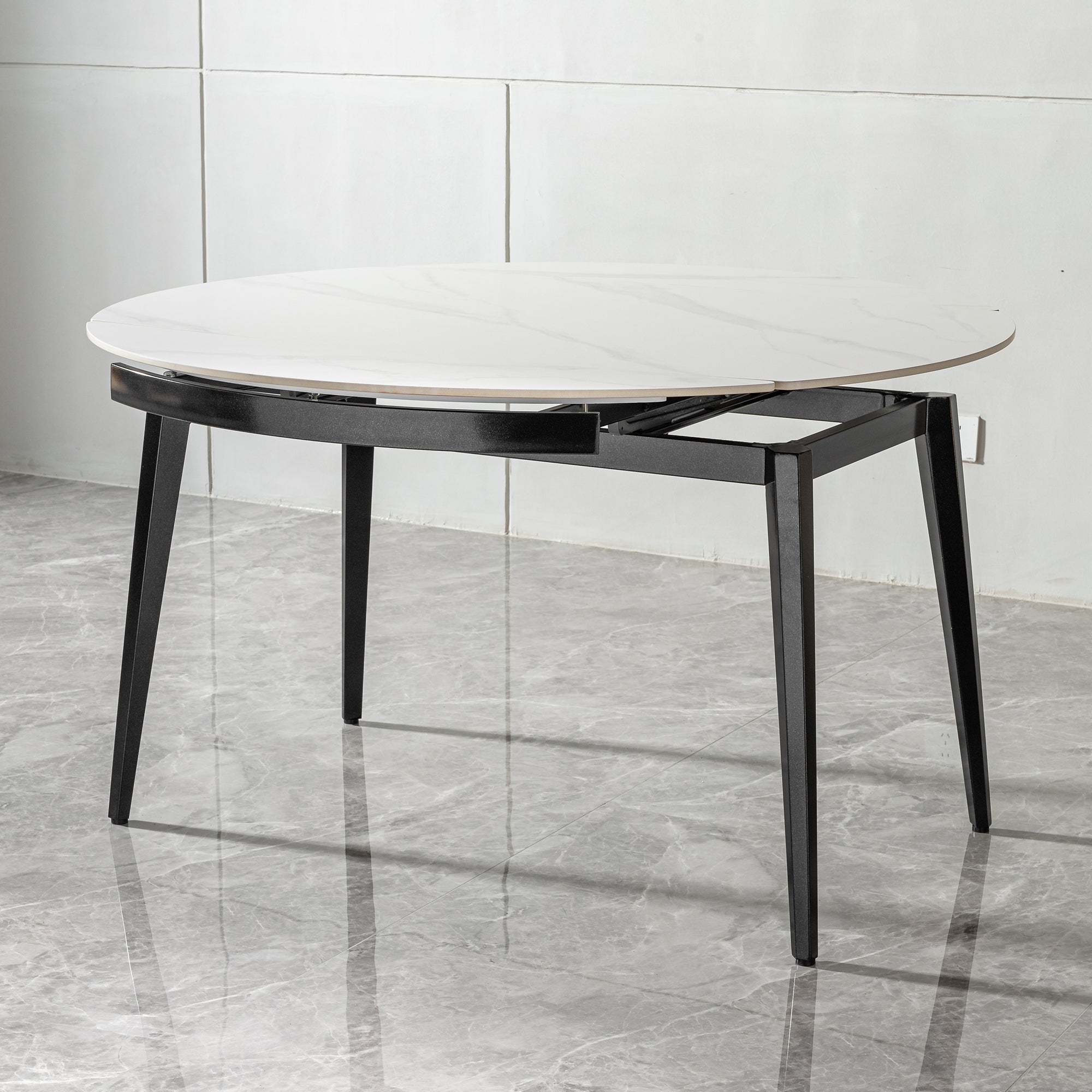 Pefelife for Small Household Dining Table Modern Round Retractable Table