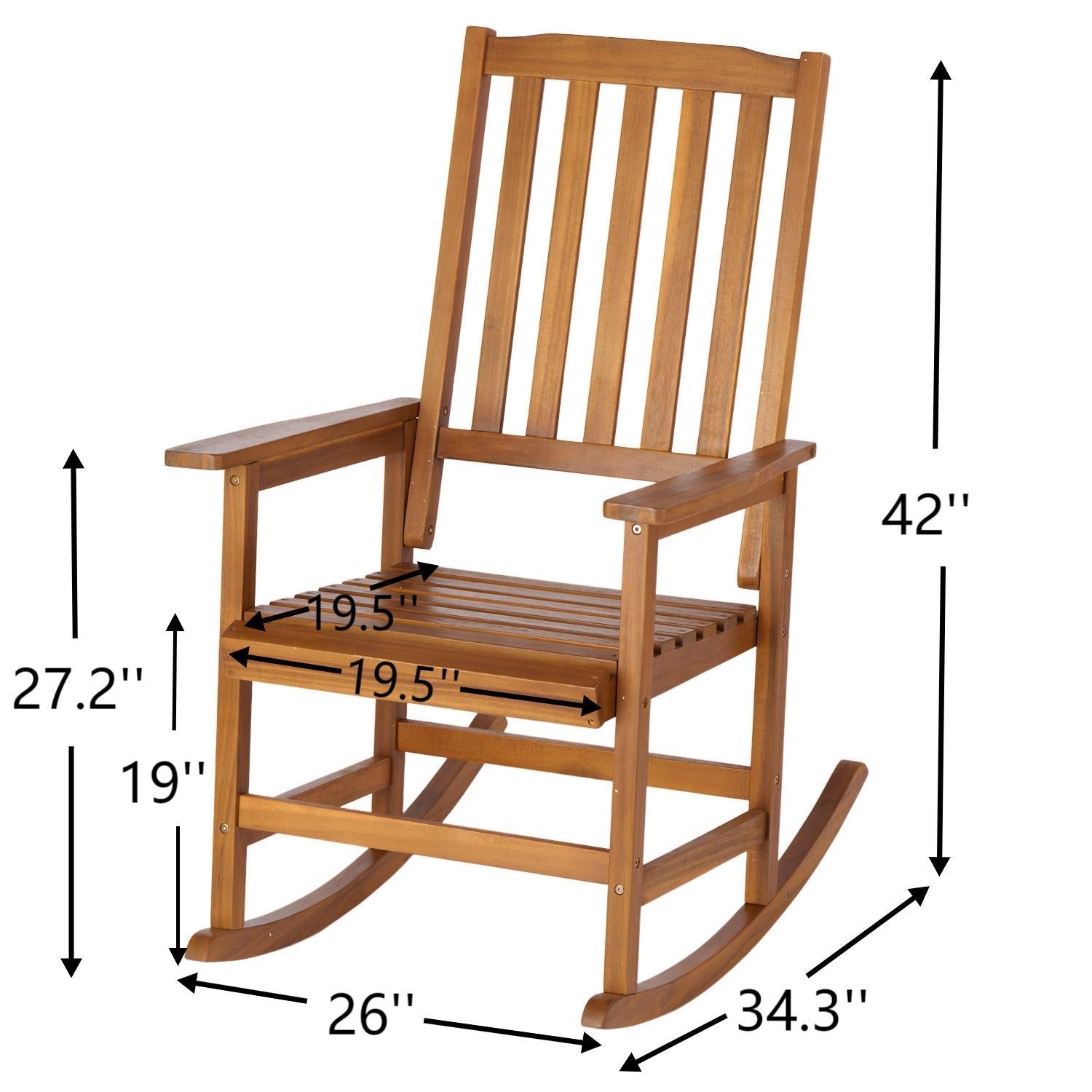 Pefelife Acacia Wood Outdoor Rocking Chair, Patio Rocker