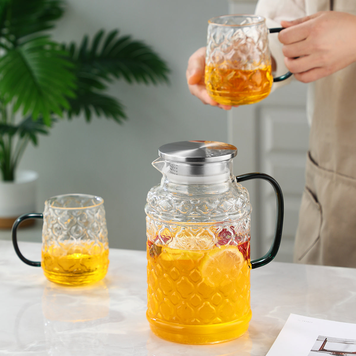Pefelife 1 Pot with 4 Cups Set, Haitang Cooling Water Kettle