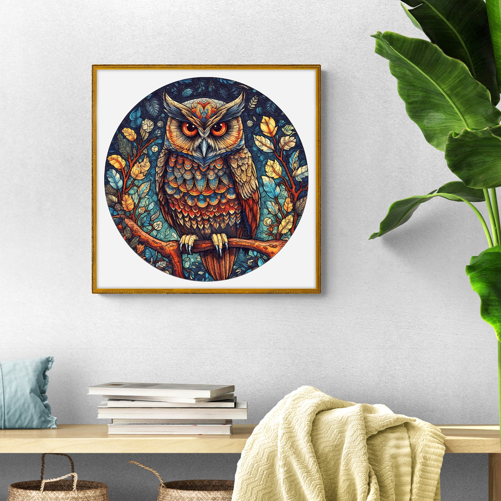 Pefelife Wooden Jigsaw Puzzle for Adults, Mysterious Owl Puzzle