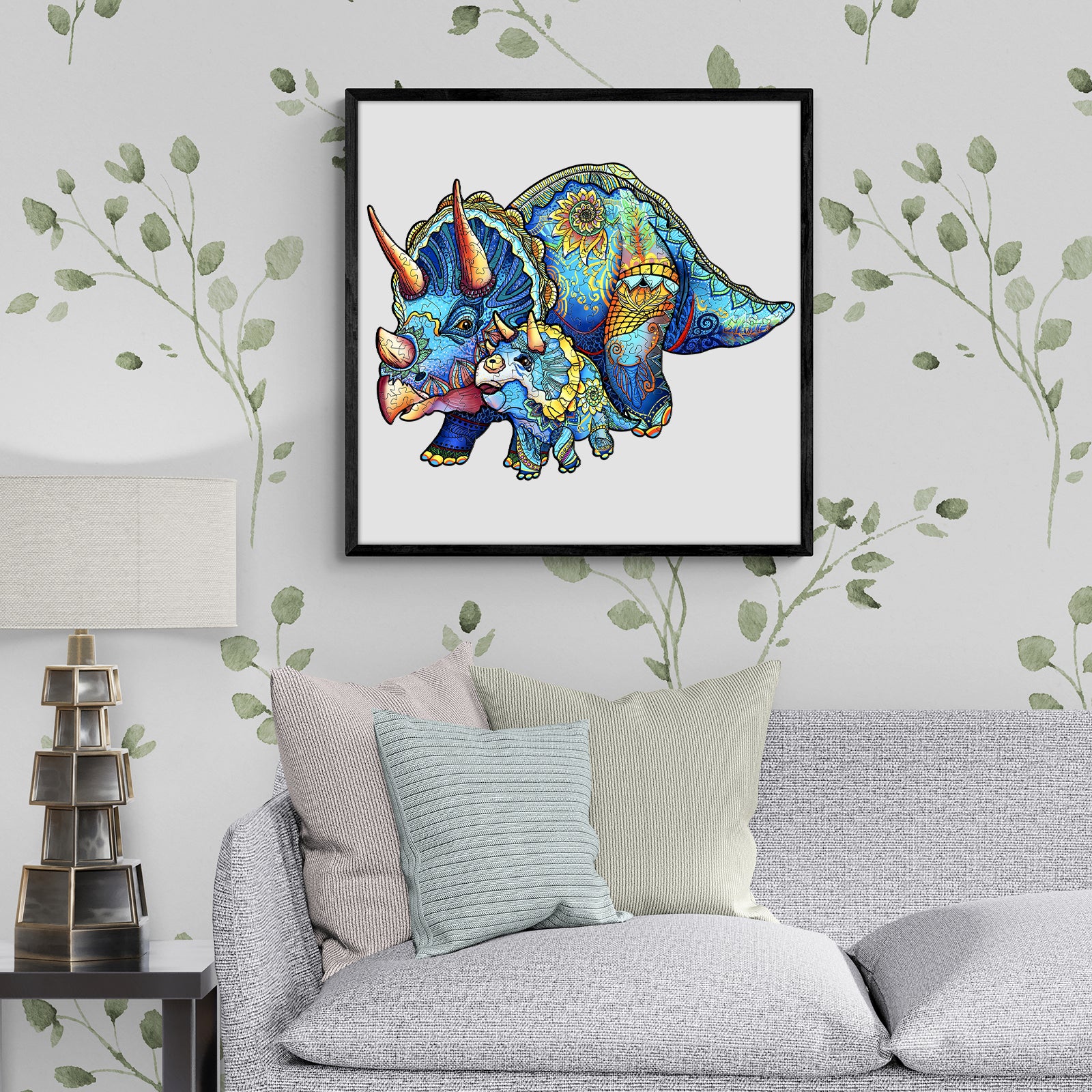 Pefelife Wooden Jigsaw Puzzle for Adults, Triceratops Puzzle